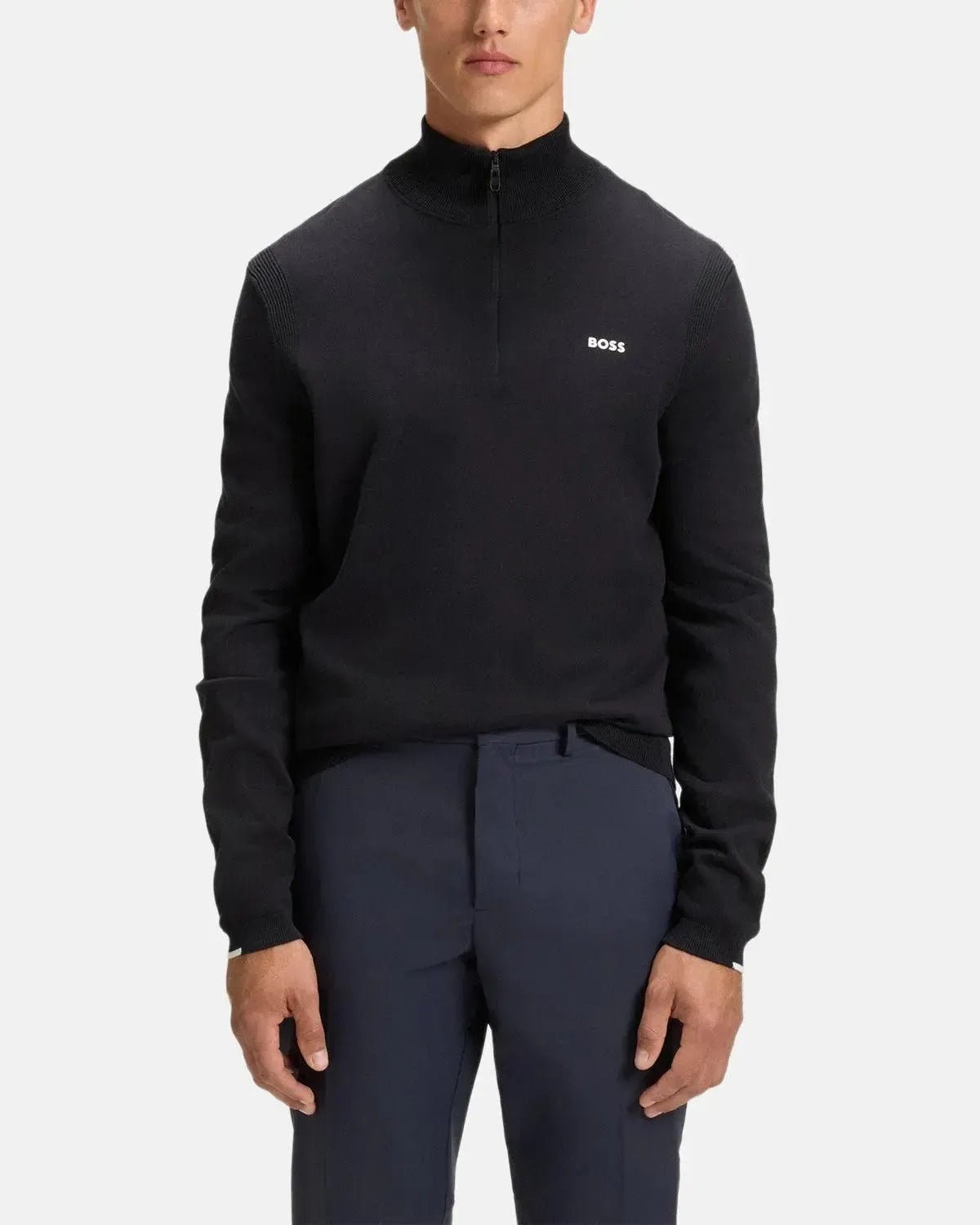 BOSS K - EVERX 1/4 ZIP COTTON KNIT DARK BLUE - northern threads