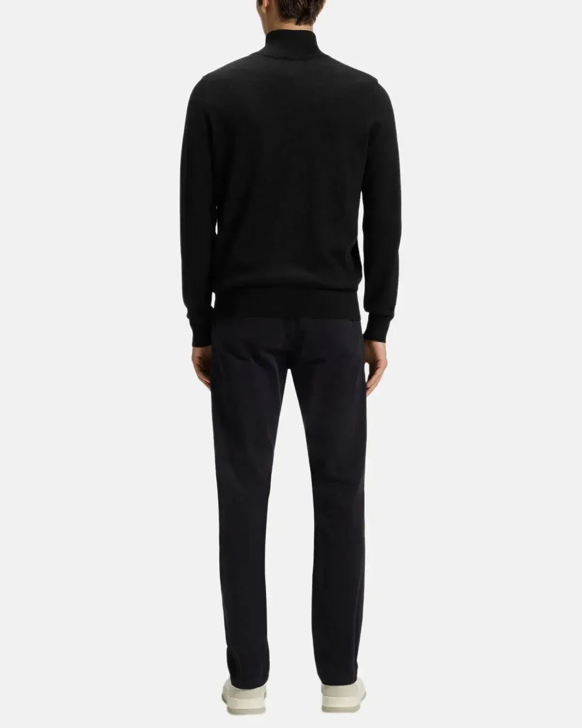 BOSS KANOBIX 1/4 ZIP COTTON CASHMERE KNIT BLACK - northern threads