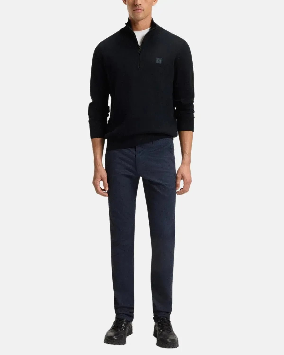 BOSS KANOBIX 1/4 ZIP COTTON CASHMERE KNIT DARK BLUE - HUGO-BOSS-50527585-404-S - northern threads uk