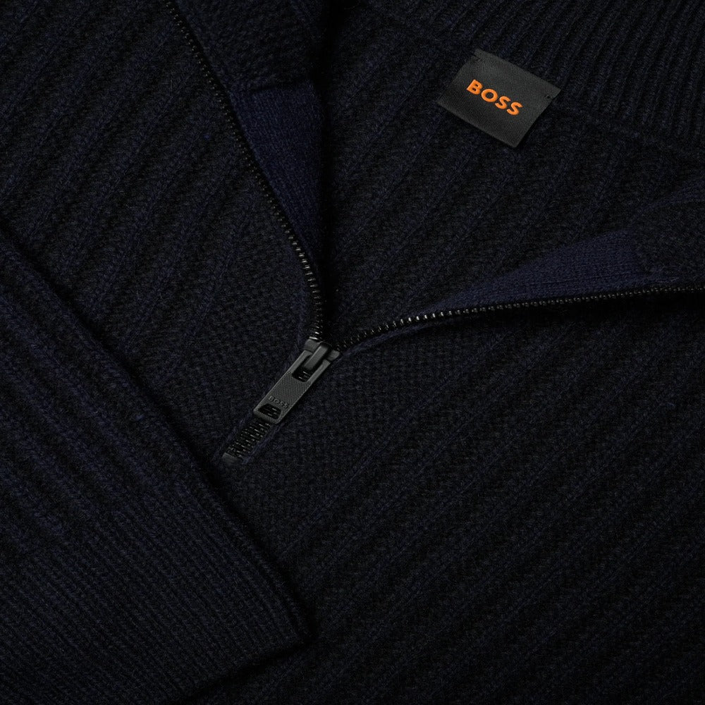 BOSS Kwinter Zip Neck Jumper Dark Navy | Northern Threads Designer Menswear