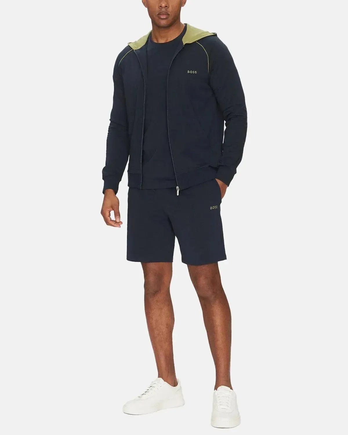 BOSS MIX AND MATCH ZIP HOODIE DARK BLUE - HUGO-BOSS-50515313-406-S - northern threads uk