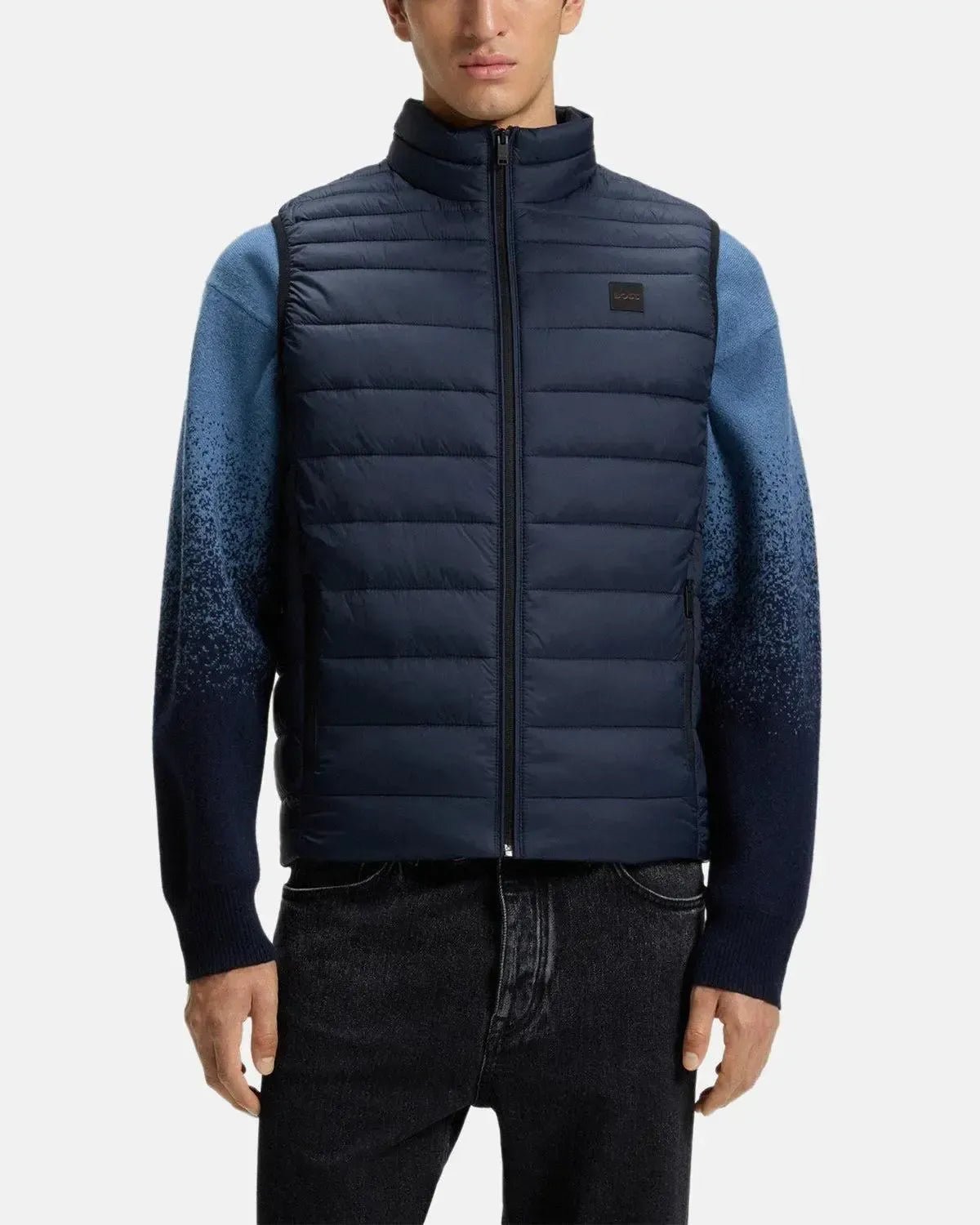 BOSS ODEN SLIM FIT PACKABLE GILET DARK BLUE - northern threads