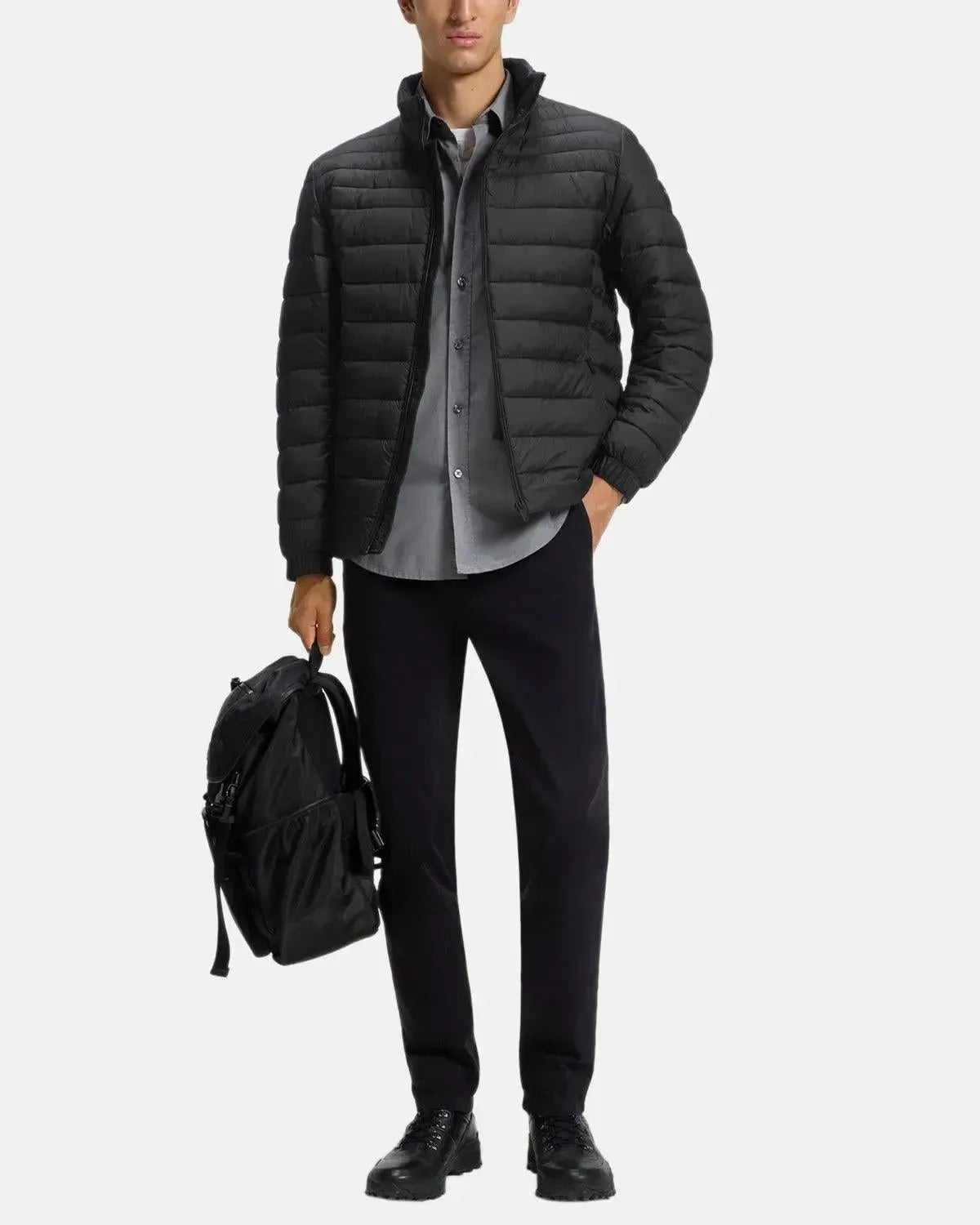 BOSS ODEN2 SLIM FIT PACKABLE PUFFER JACKET BLACK - northern threads