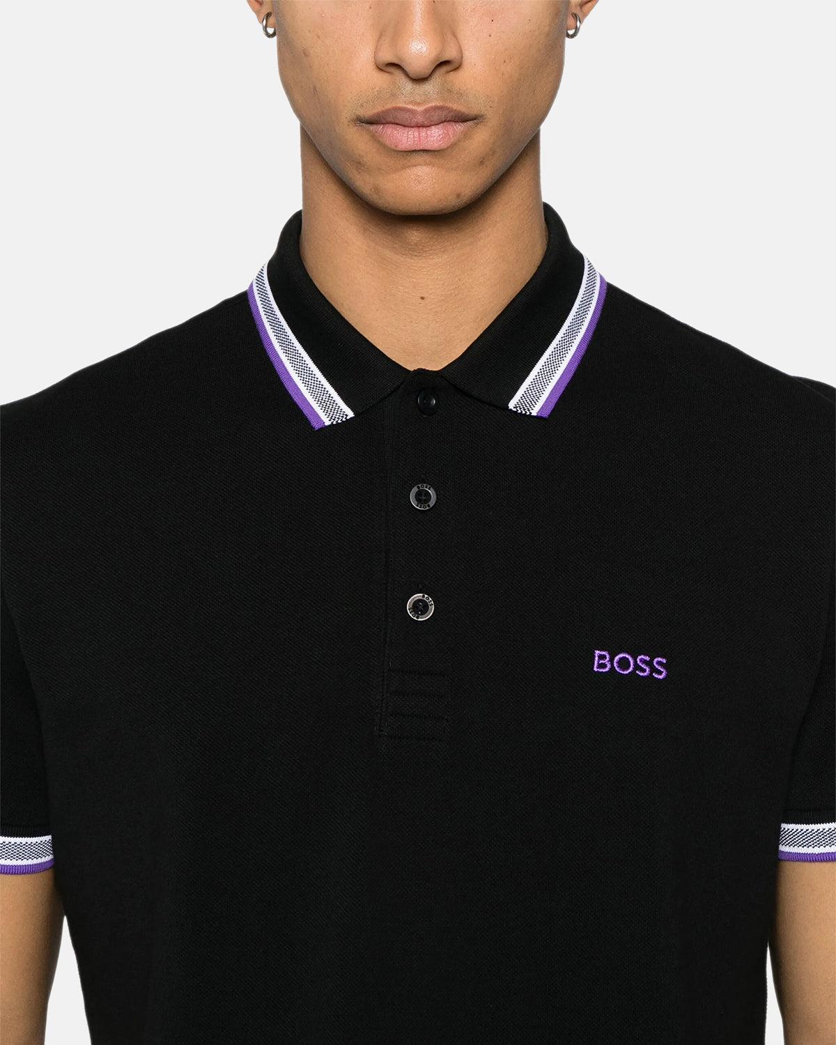 BOSS PADDY POLO SHIRT BLACK VLT - northern threads