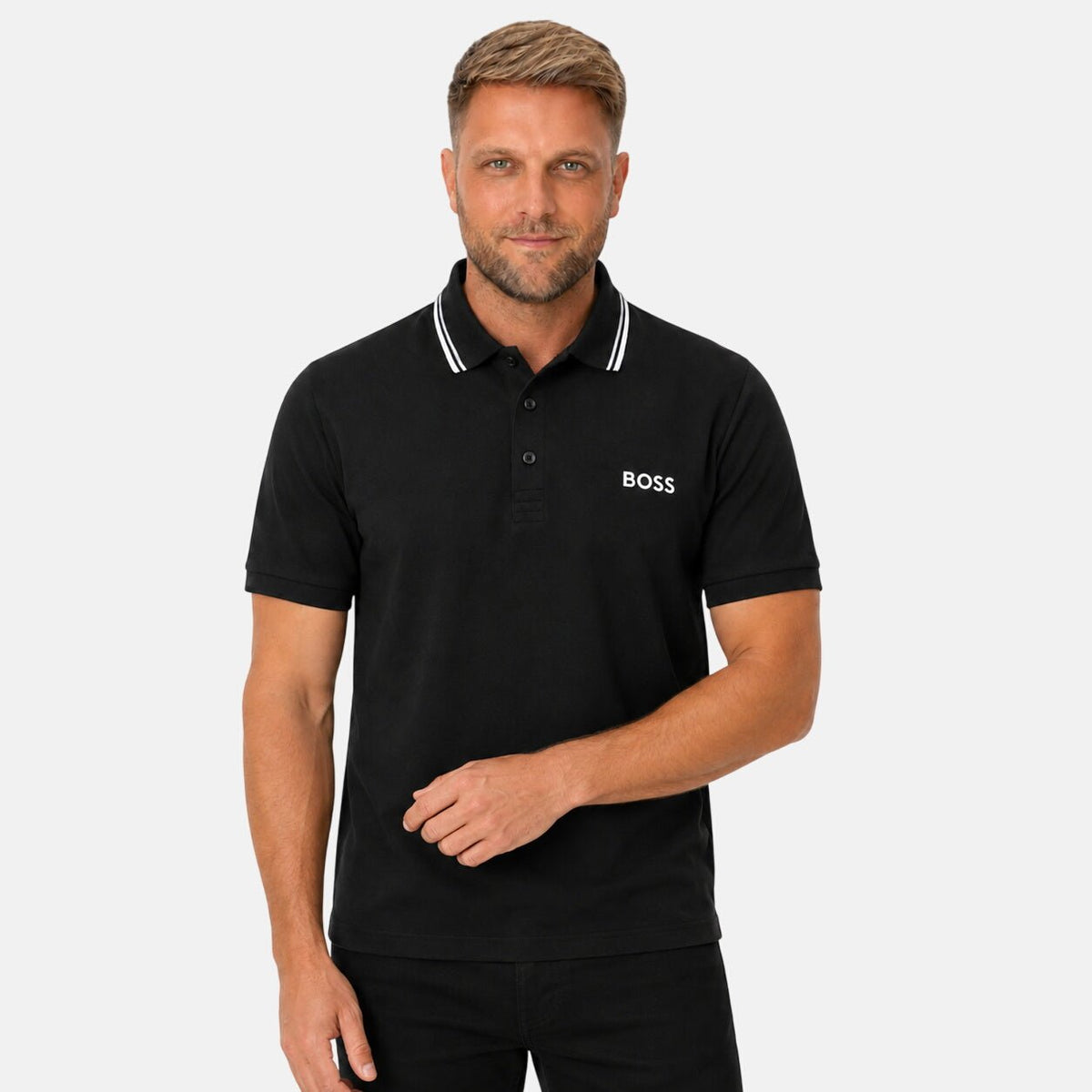 BOSS Paddy Pro Polo Shirt Black/Grey/White | Northern Threads Designer Menswear