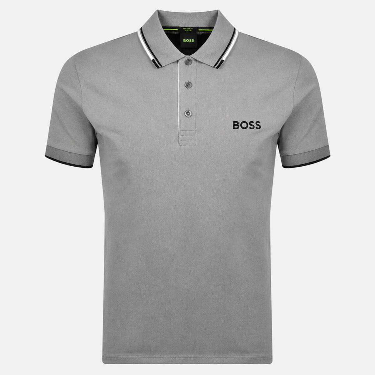 BOSS Paddy Pro Polo Shirt Medium Grey/Black/White | Northern Threads Designer Menswear