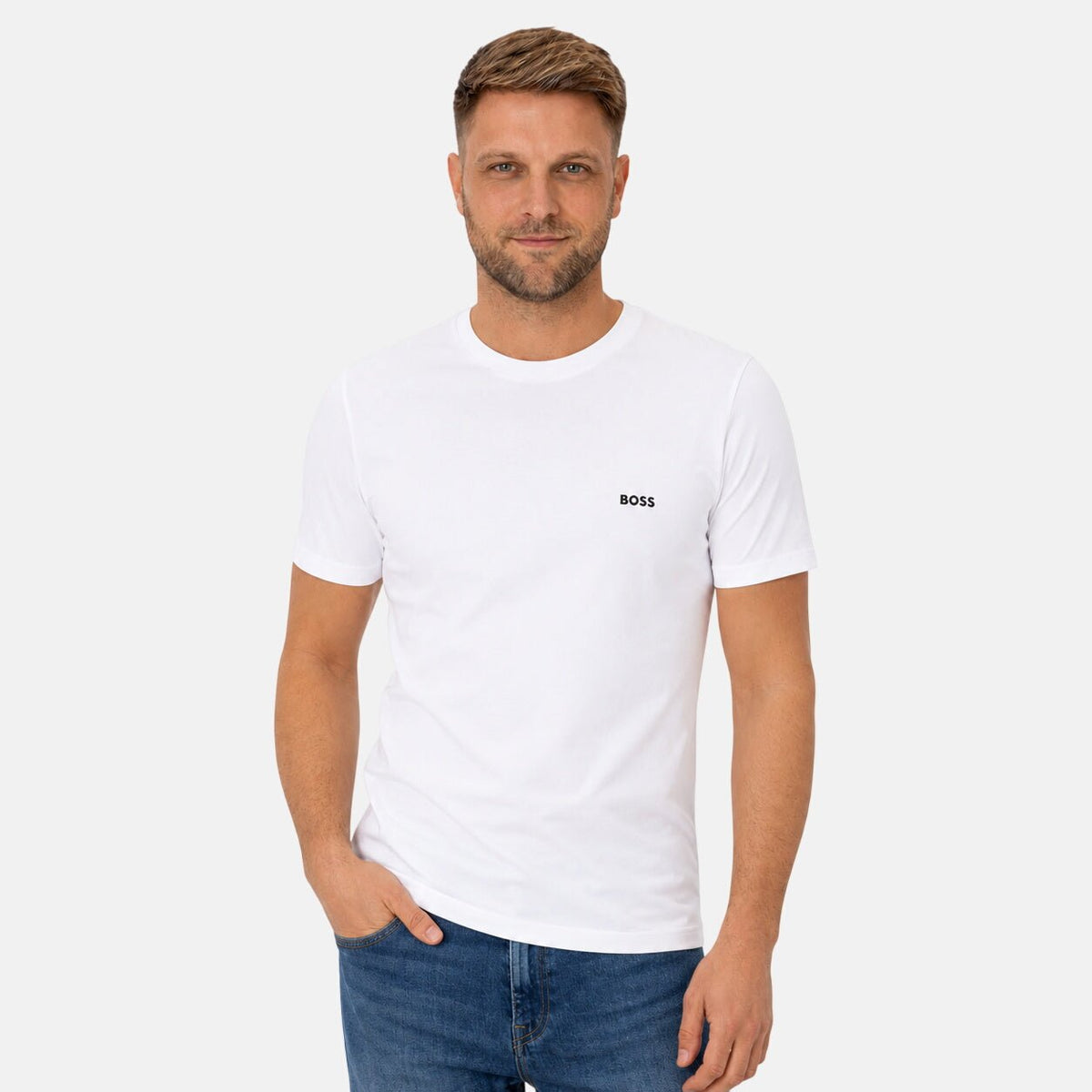 BOSS Pique Taddy T-Shirt Open White | Northern Threads Designer Menswear