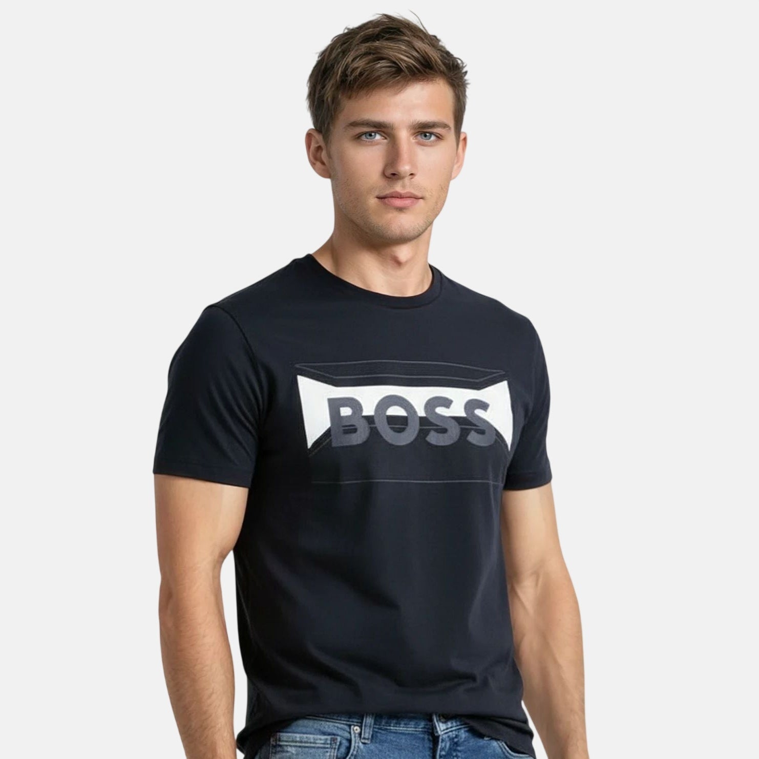 BOSS Regular - Fit Logo Artwork T-Shirt Black - C77 - northern threads uk