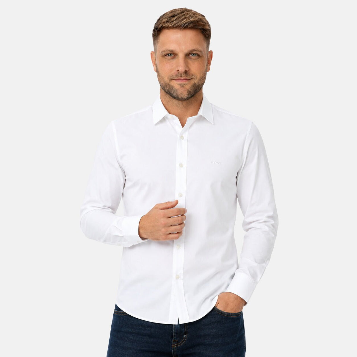 BOSS Relegant 6 L/S Shirt White | Northern Threads Designer Menswear