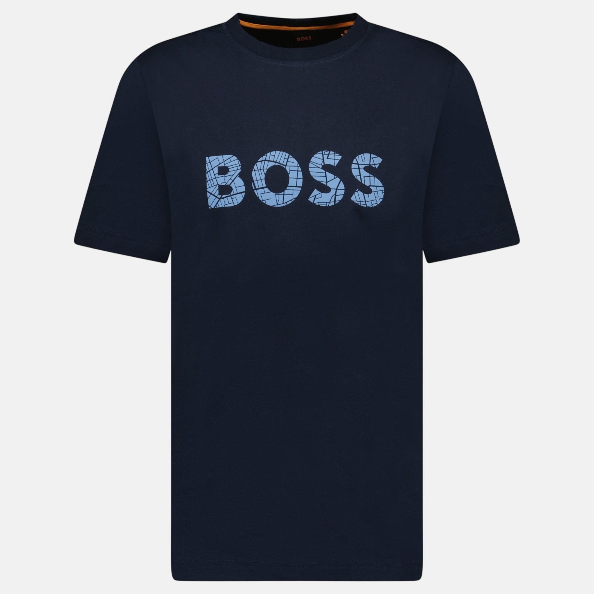 BOSS Rubberised Logo T-Shirt Navy - B18 - northern threads uk