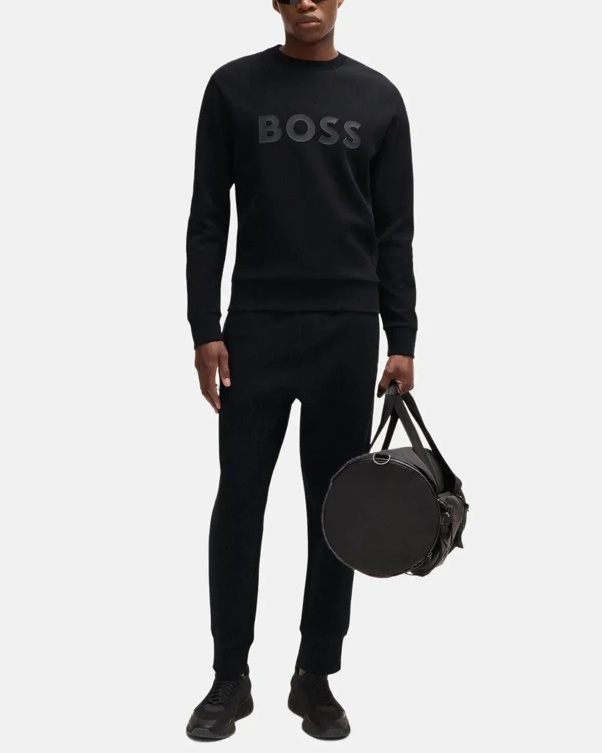 BOSS SALBO SANDWICH LOGO SWEATSHIRT BLACK - HUGO-BOSS-50506119-001-S - northern threads uk