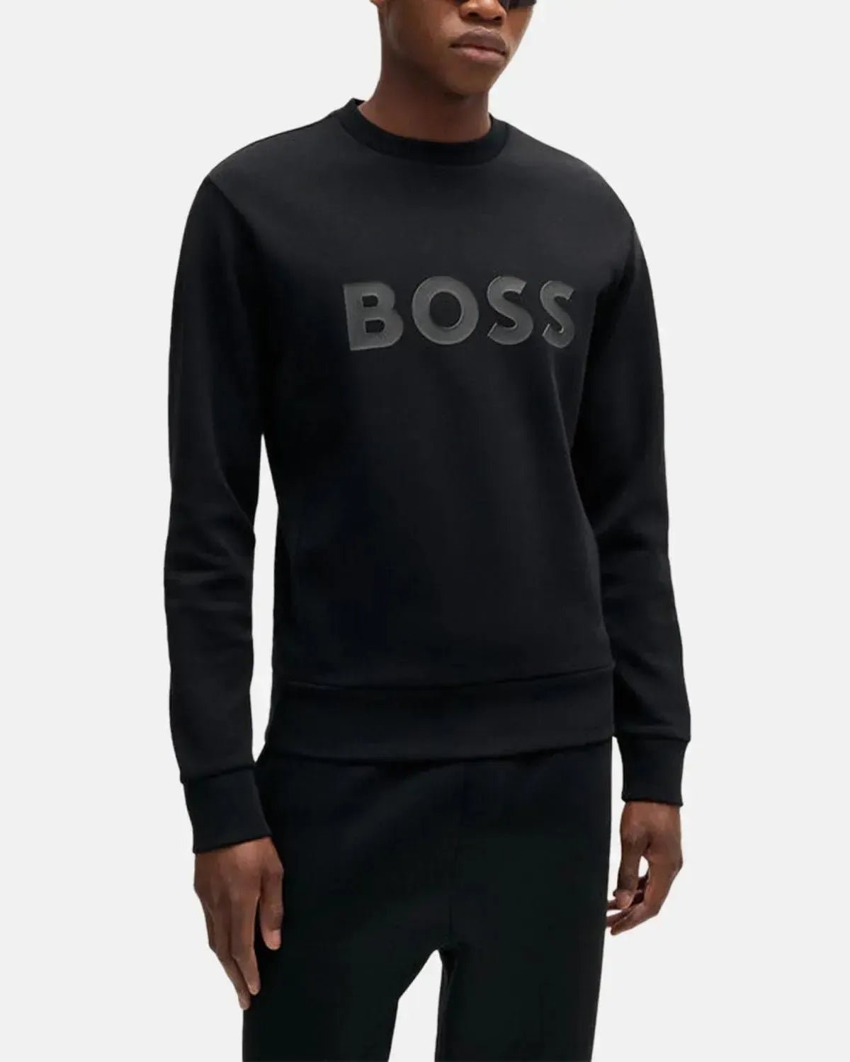 BOSS SALBO SANDWICH LOGO SWEATSHIRT BLACK - HUGO-BOSS-50506119-001-S - northern threads uk