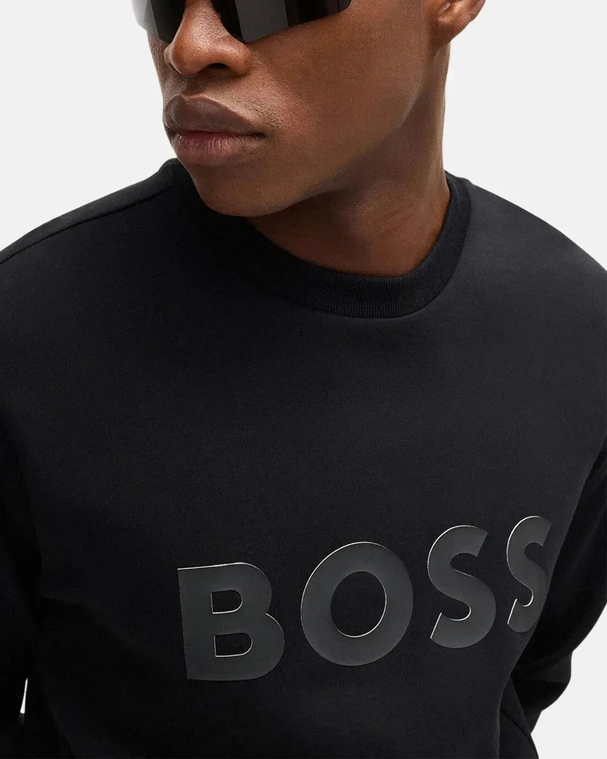 BOSS SALBO SANDWICH LOGO SWEATSHIRT BLACK | Northern Threads UK