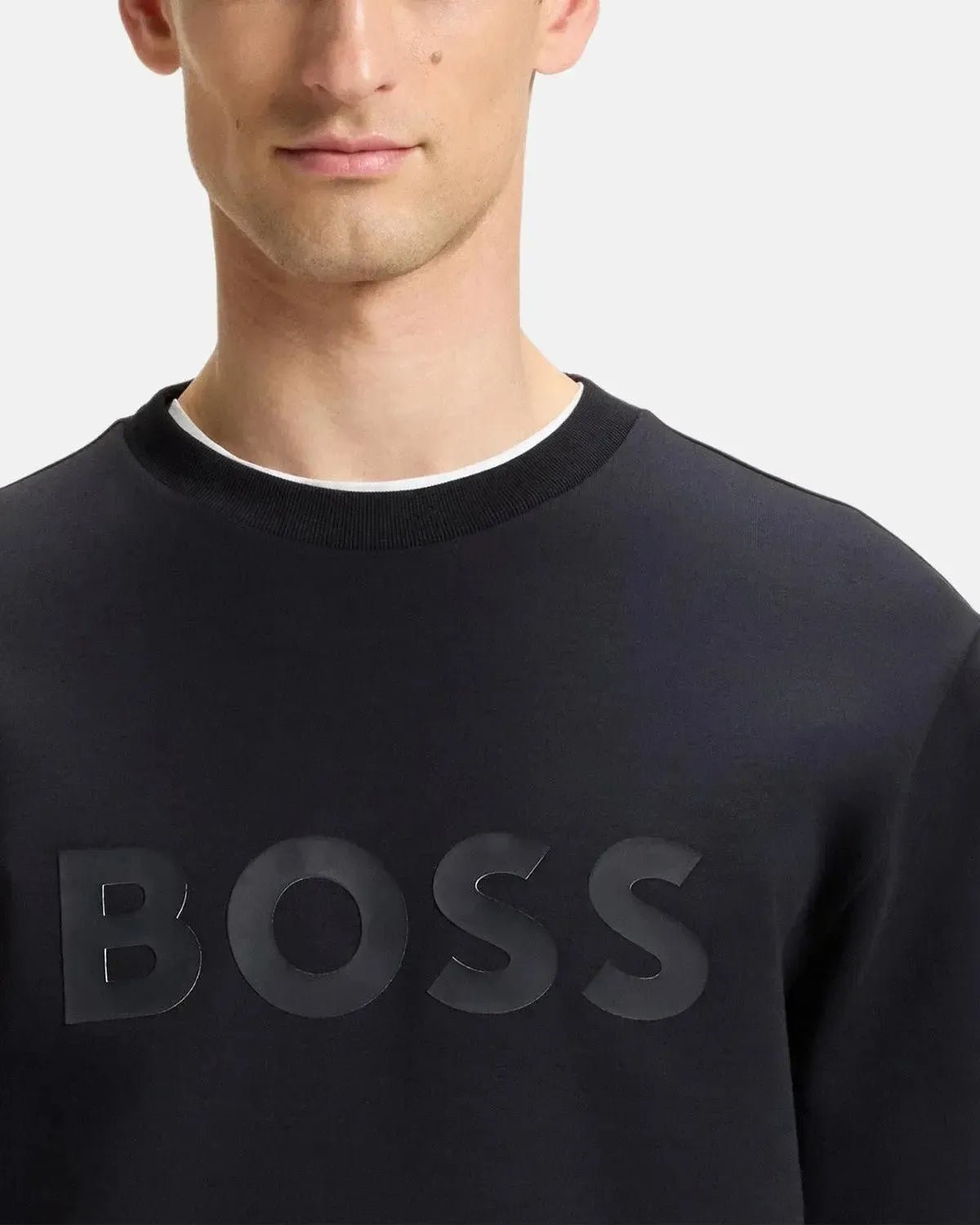 BOSS SALBO SANDWICH LOGO SWEATSHIRT DARK BLUE - northern threads