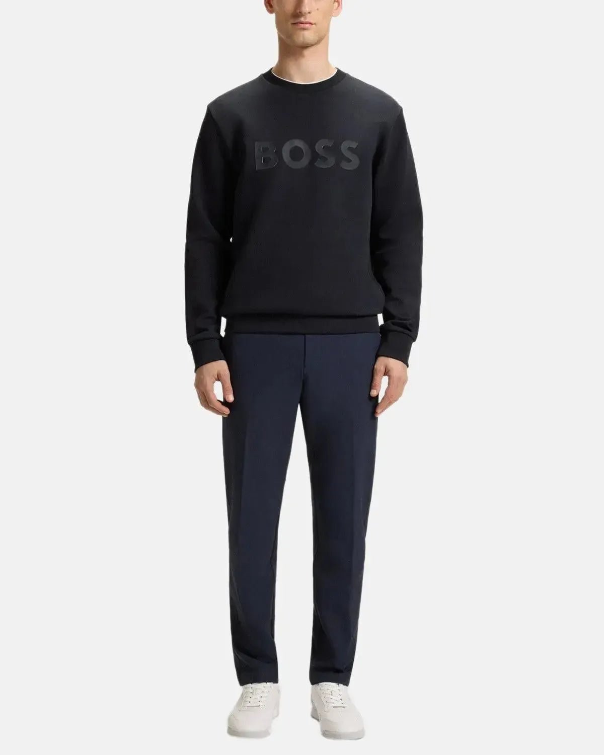 BOSS SALBO SANDWICH LOGO SWEATSHIRT DARK BLUE - northern threads