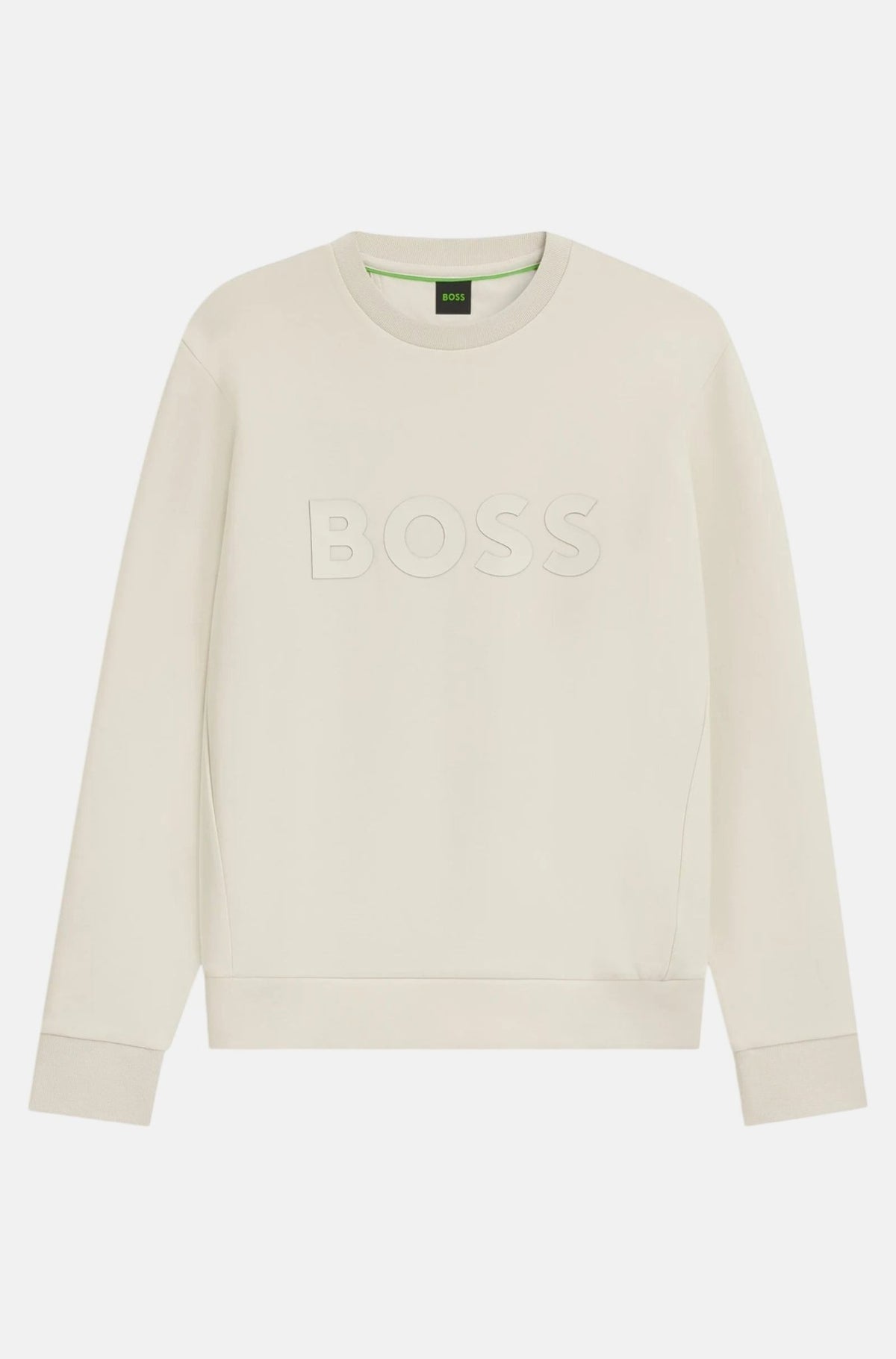 BOSS Salbo Tonal Logo Sweatshirt Open White | Northern Threads Designer Menswear