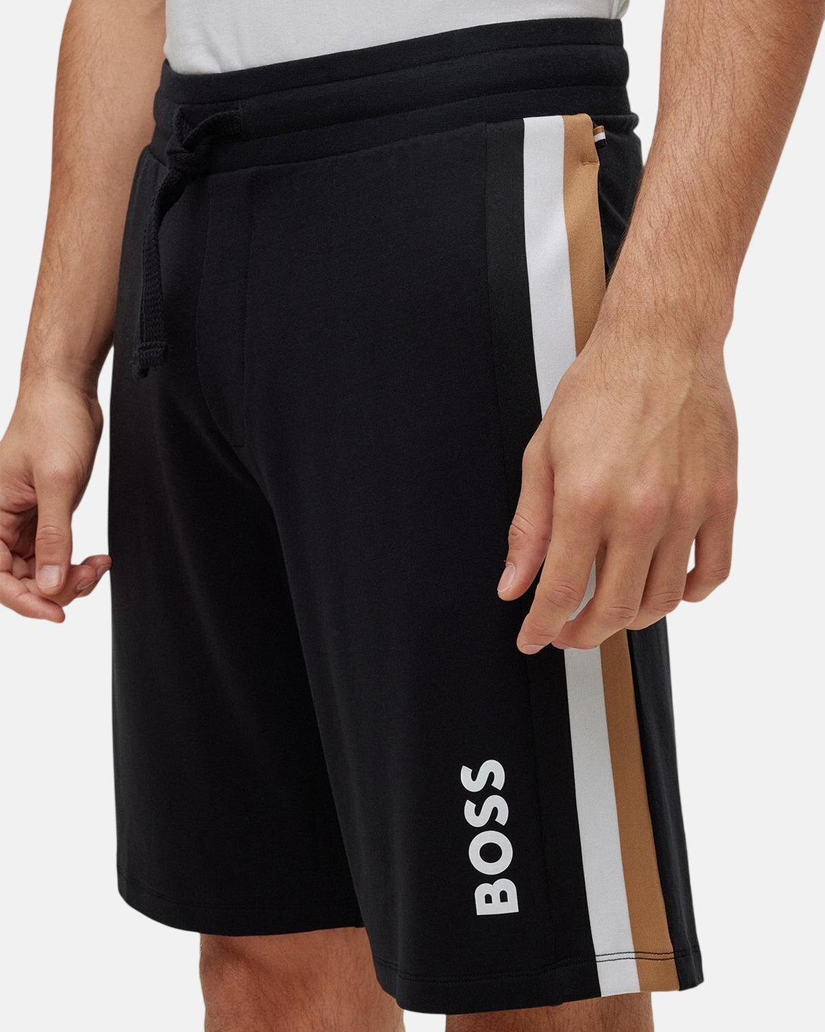 BOSS SIGNATURE STRIPE LOUNGEWEAR SHORTS BLACK - HUGO-BOSS-50491511-001-XS - northern threads uk