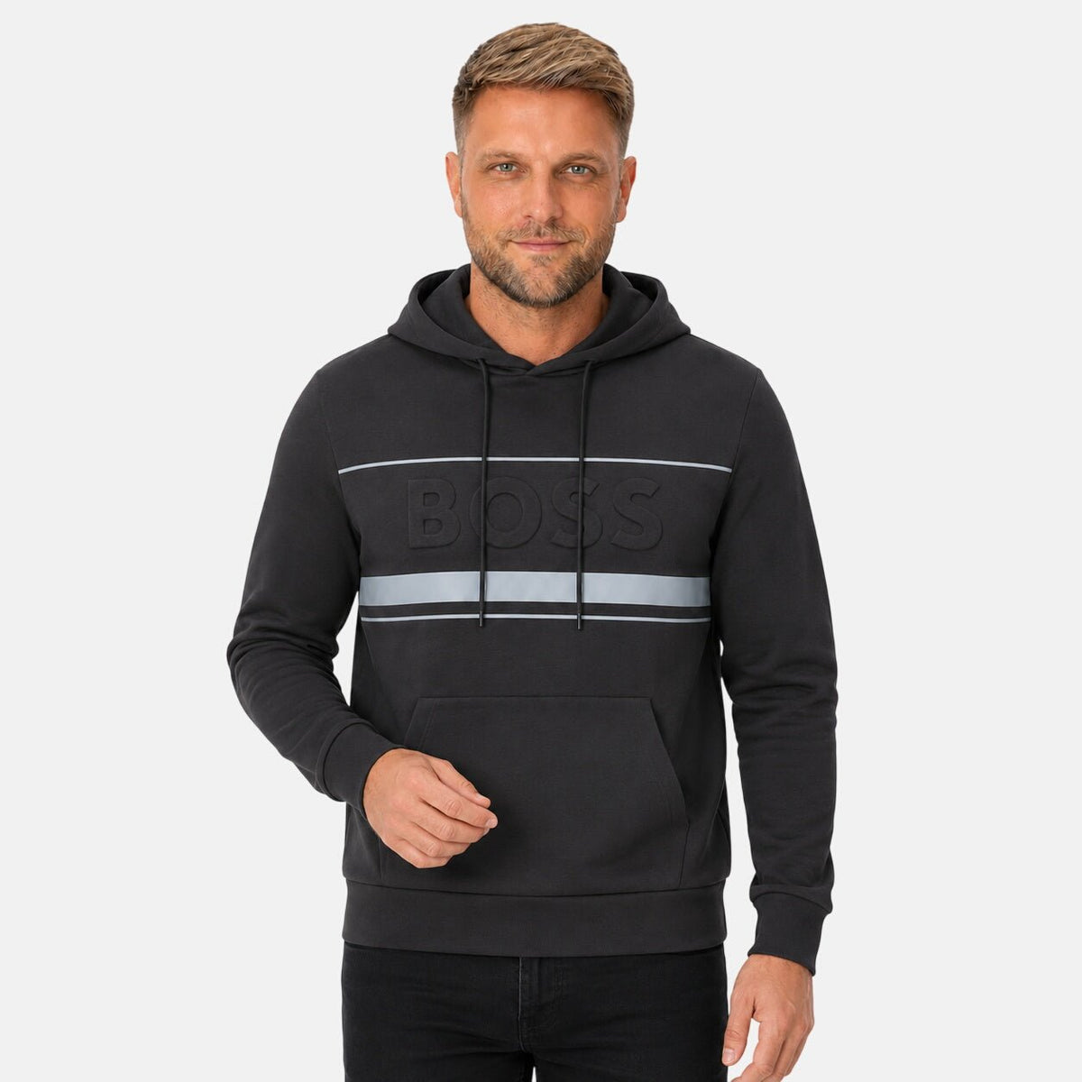 BOSS Soody Zone Hoodie Slate Grey | Northern Threads Designer Menswear