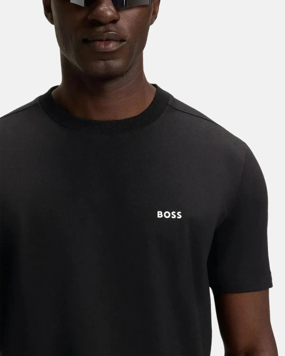 BOSS STRETCH COTTON LOGO T - SHIRT BLACK - northern threads