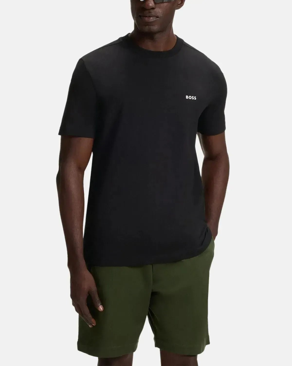 BOSS STRETCH COTTON LOGO T - SHIRT BLACK - northern threads
