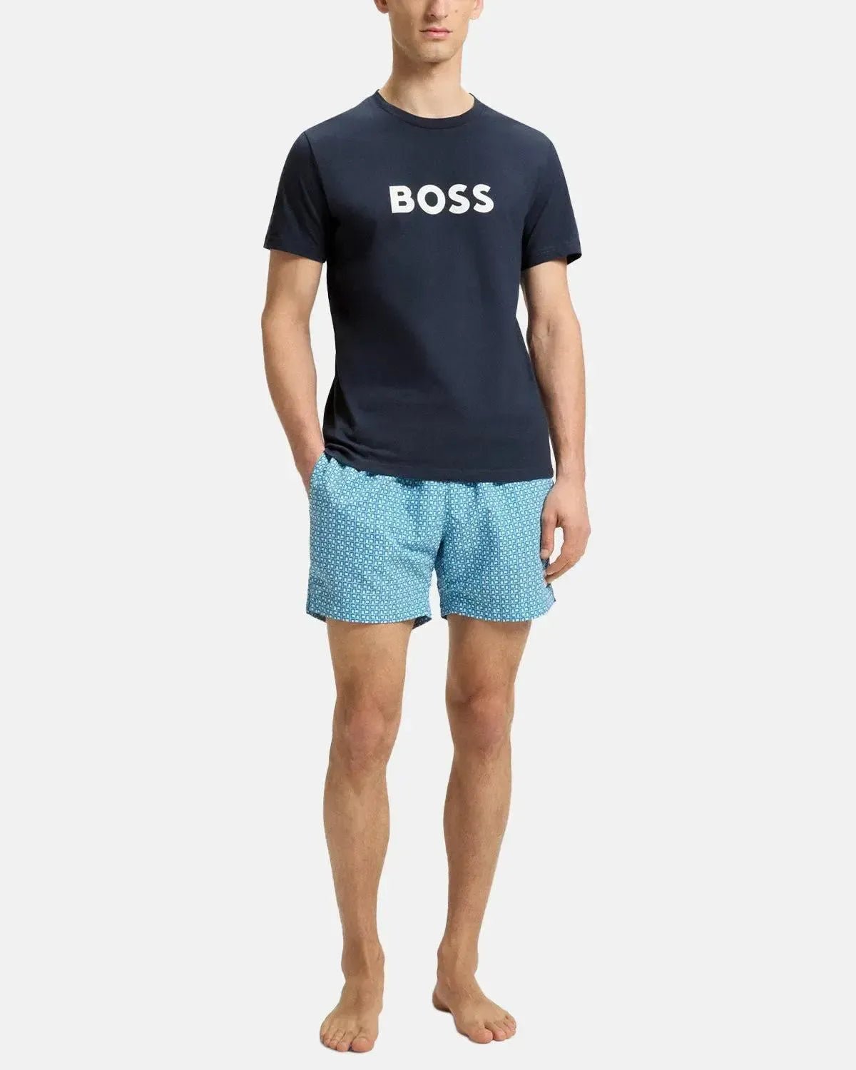 BOSS STYLE PRINT T - SHIRT DARK BLUE - northern threads