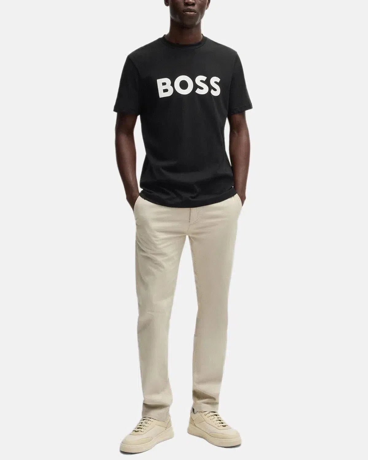 BOSS Thinking 1 Rubber Print Logo T-Shirt Black White | Northern Threads Designer Menswear