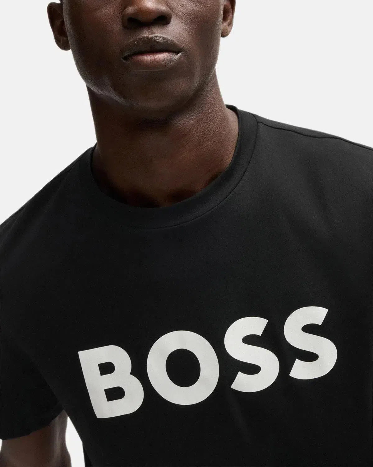 BOSS Thinking 1 Rubber Print Logo T-Shirt Black White | Northern Threads Designer Menswear