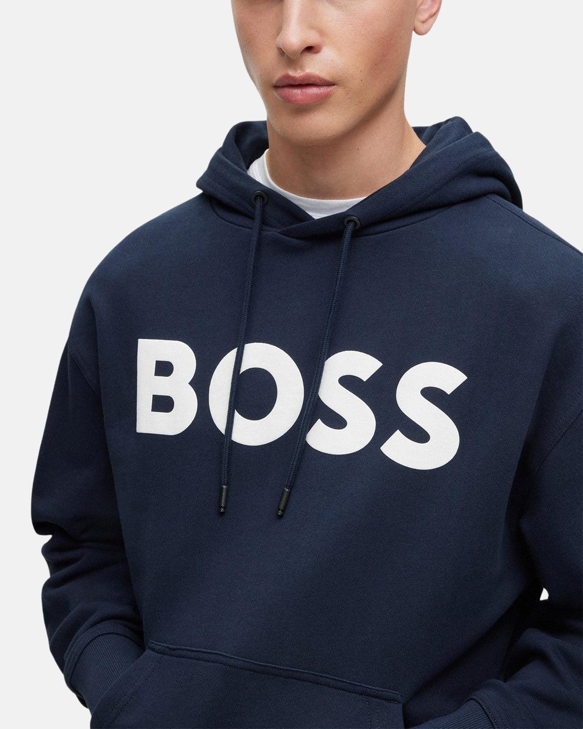BOSS WEBASIC LOGO HOODIE DARK BLUE - BOSS-50523074-404-S - northern threads uk
