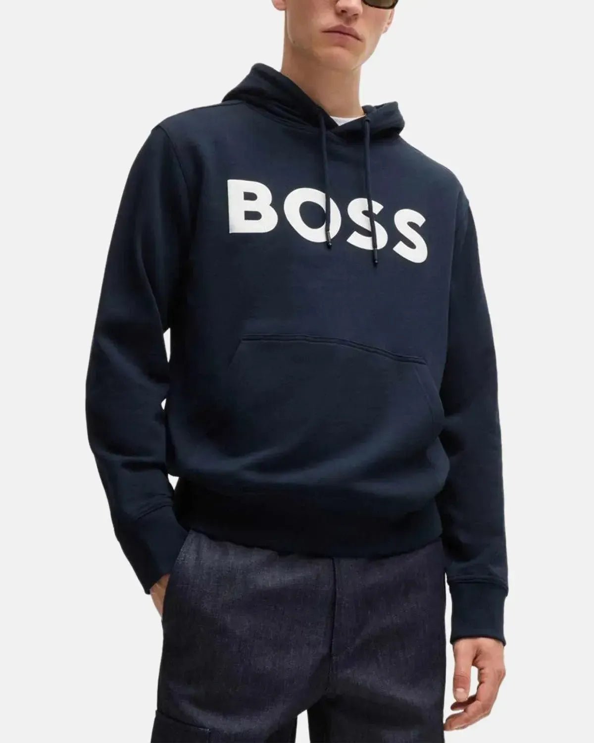 BOSS WEBASIC LOGO HOODIE DARK BLUE - northern threads