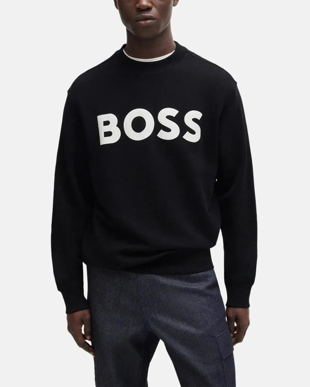 BOSS WEBASIC LOGO SWEATSHIRT BLACK - HUGO-BOSS-50487133-001-S - northern threads uk
