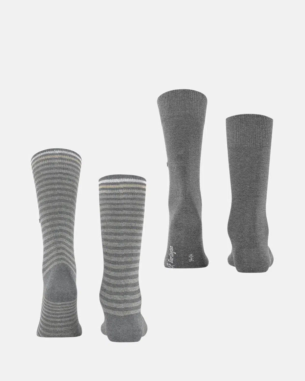 BURLINGTON SOCKS-BURLINGTON EVERYDAY STRIPE 2-PACK SOCKS LIGHT GREY MEALANGE-NORTHERN THREADS DESIGNER MENSWEAR