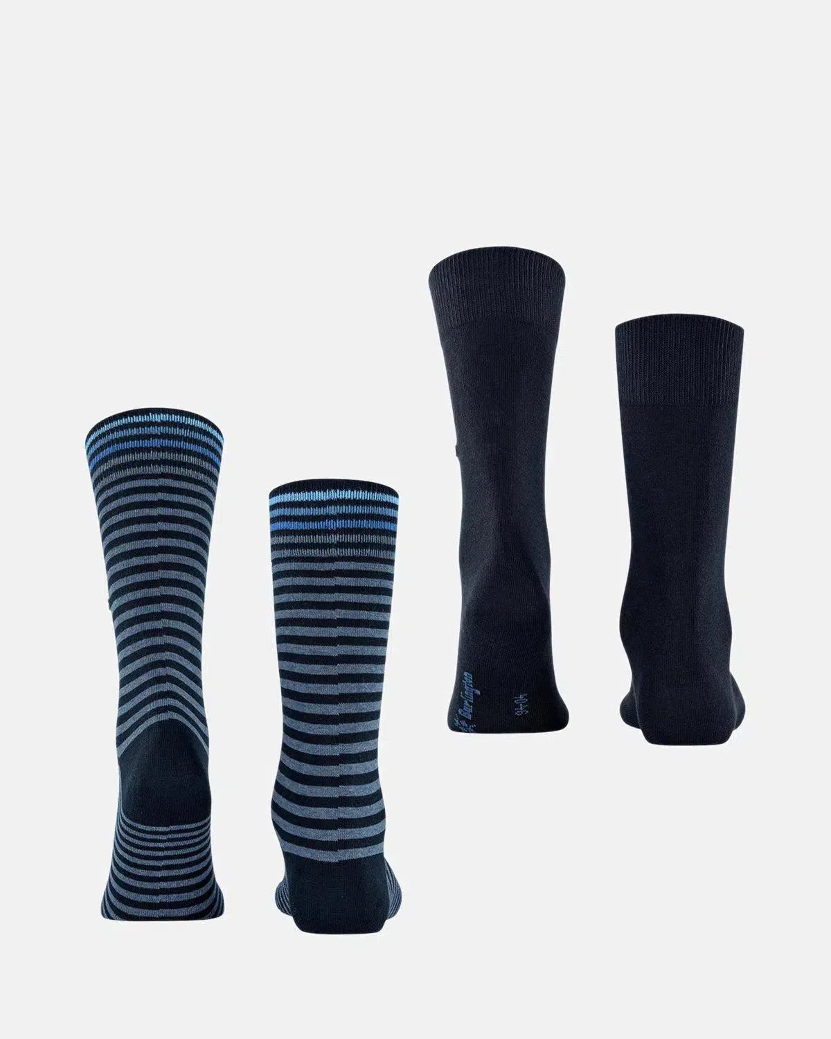 BURLINGTON SOCKS-BURLINGTON EVERYDAY STRIPE 2-PACK SOCKS MARINE-NORTHERN THREADS DESIGNER MENSWEAR