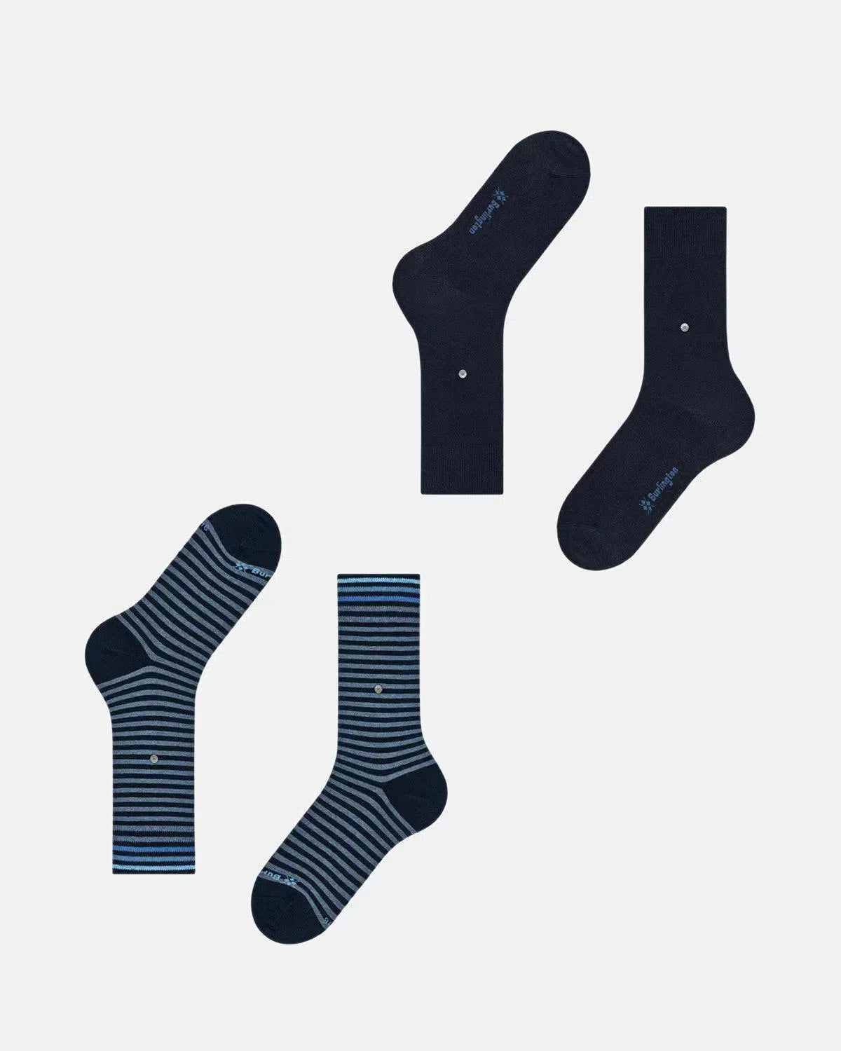 BURLINGTON SOCKS-BURLINGTON EVERYDAY STRIPE 2-PACK SOCKS MARINE-NORTHERN THREADS DESIGNER MENSWEAR