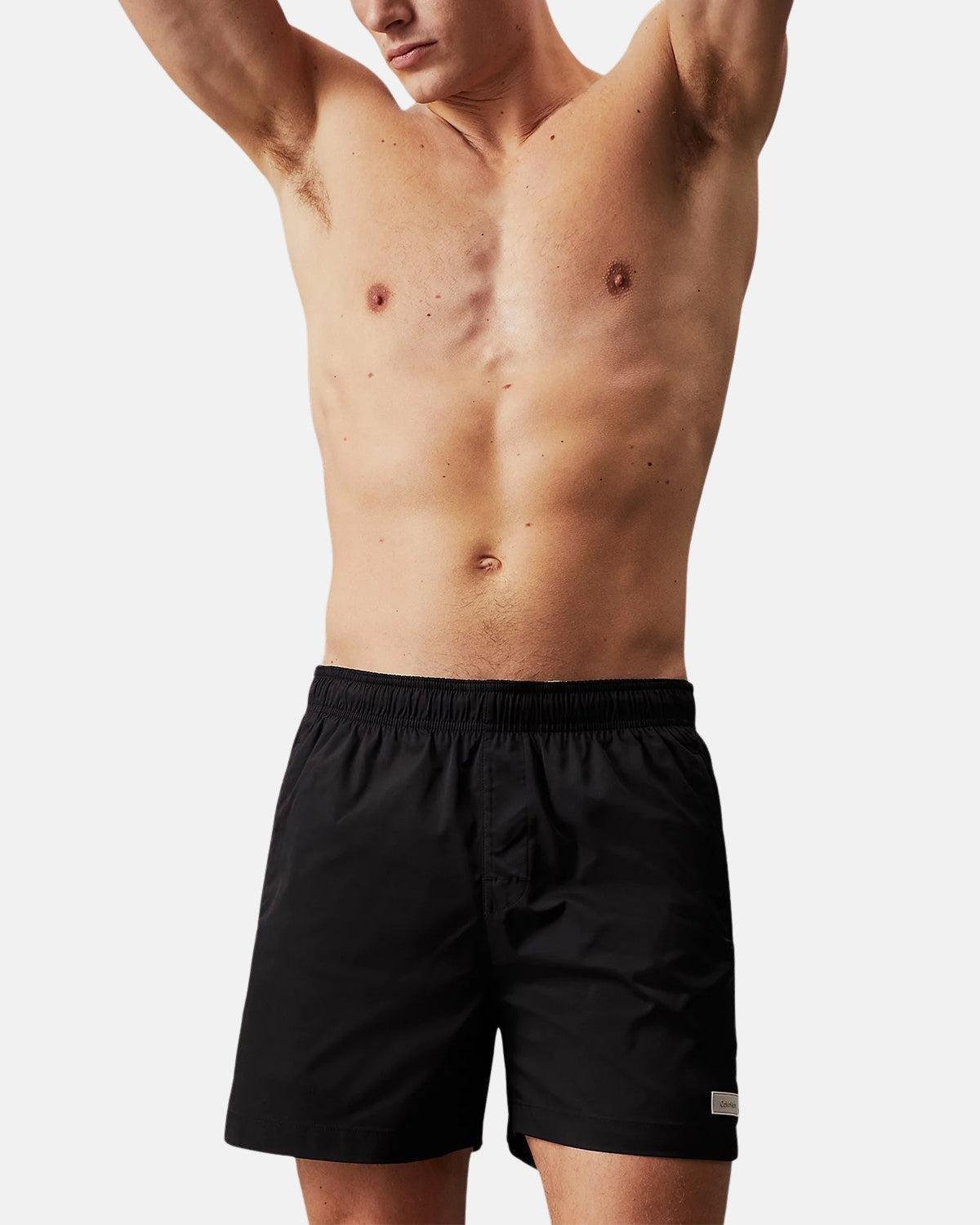 CALVIN KLEIN MEDIUM DRAWSTRING SWIM SHORTS BLACK - northern threads