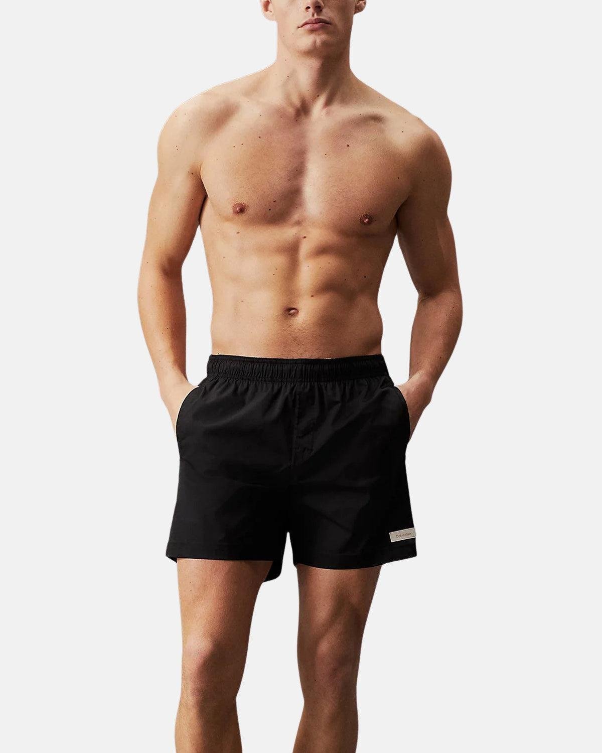 CALVIN KLEIN MEDIUM DRAWSTRING SWIM SHORTS BLACK - northern threads