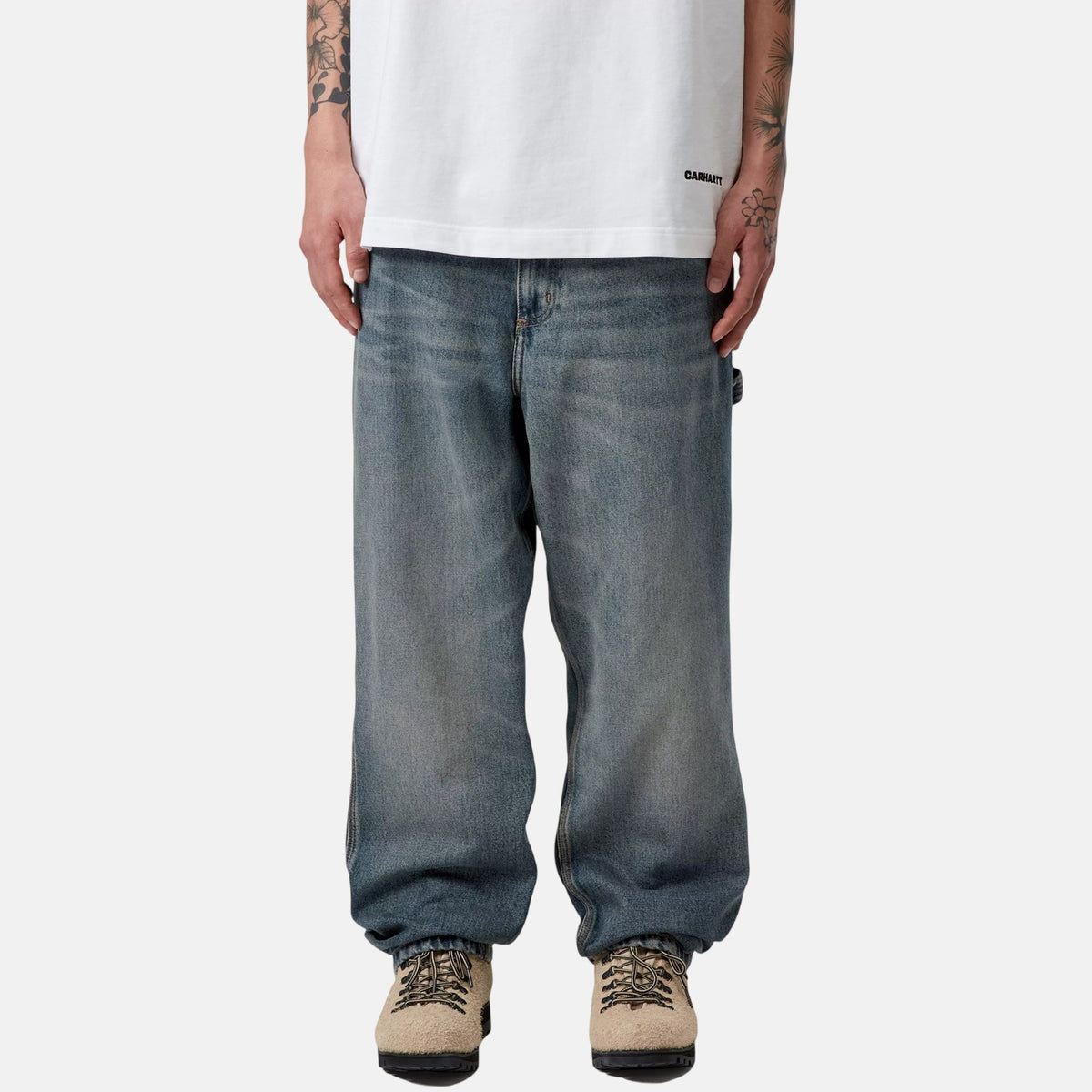 Carhartt WIP Denim Single Knee Pant Blue Worn Used Washed | Northern Threads Designer Menswear