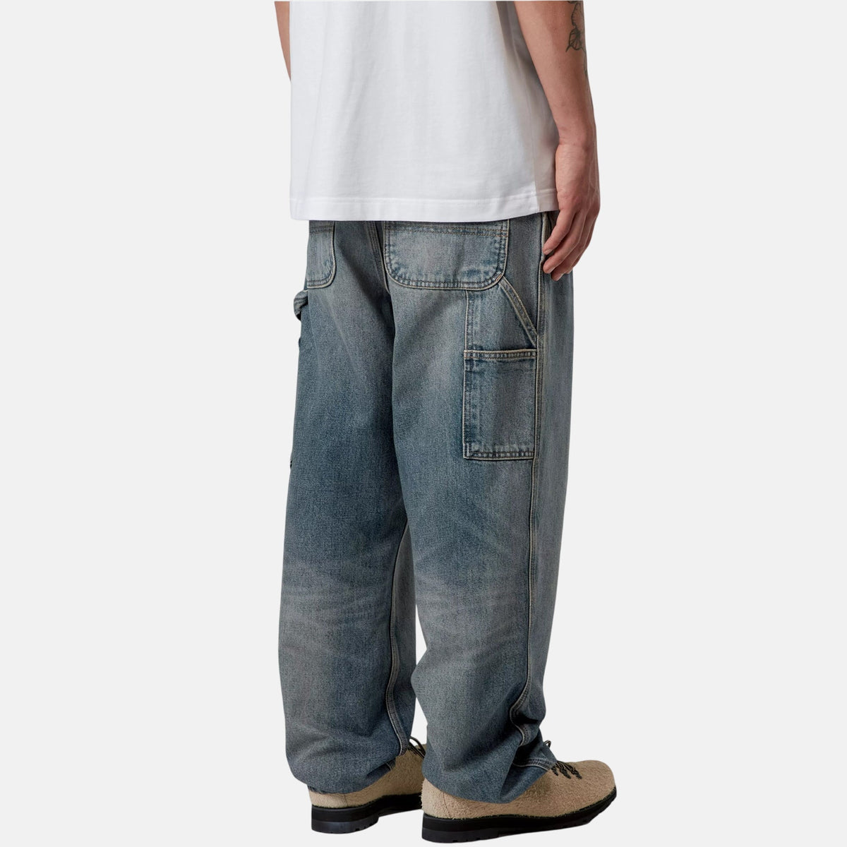 Carhartt WIP Denim Single Knee Pant Blue Worn Used Washed | Northern Threads Designer Menswear