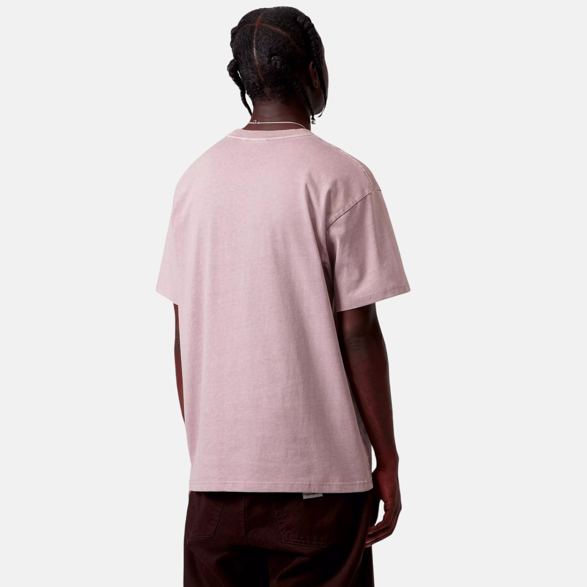 Carhartt WIP Helix Redux T-Shirt Pink Fog Garment Dyed - SPR1004-M - northern threads uk