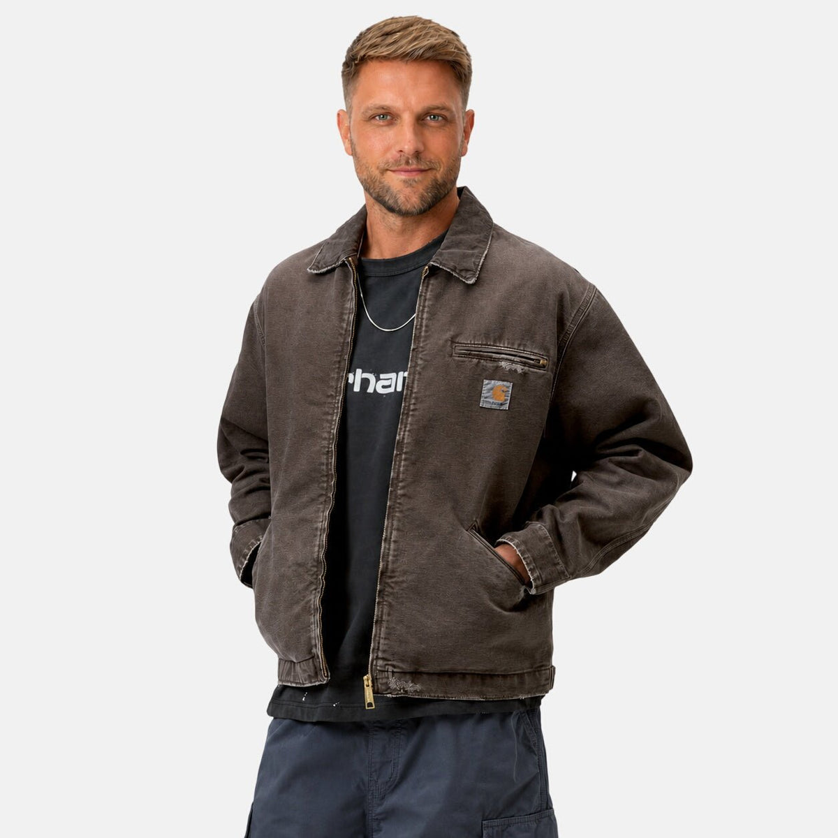 Carhartt WIP OG Detroit Jacket Tobacco/Tobacco/Destroy Wash | Northern Threads Designer Menswear