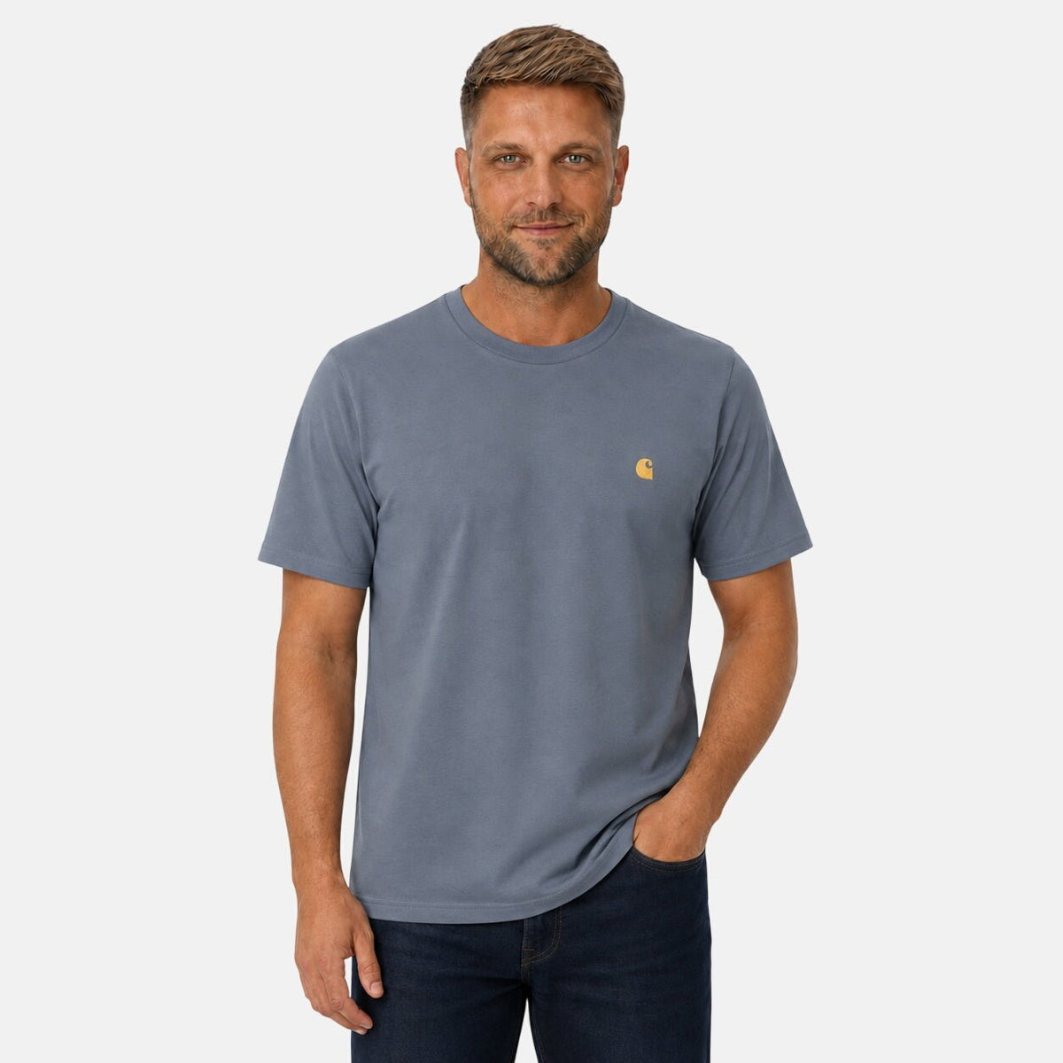 Carhartt WIP S/S Chase T-Shirt Icesheet/Gold | Northern Threads Designer Menswear