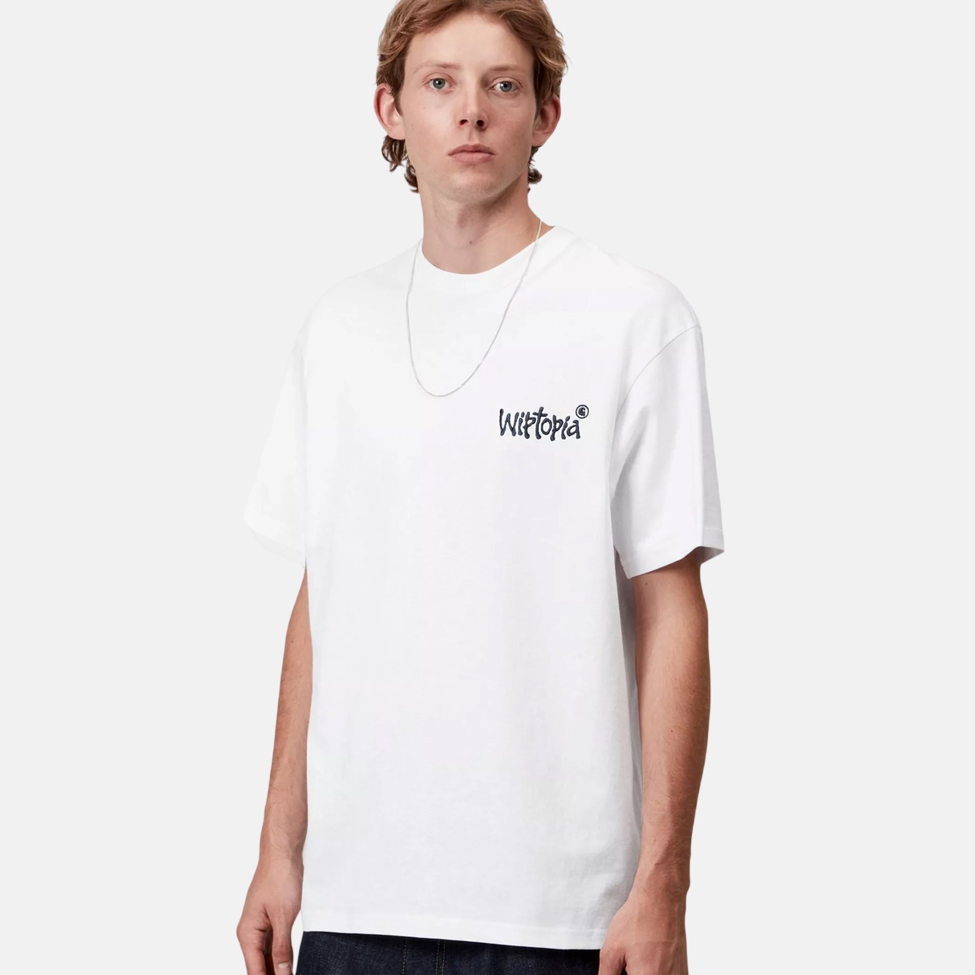 Carhartt WIP Wiptopia Script T-Shirt White Blue - SPR569-M - northern threads uk