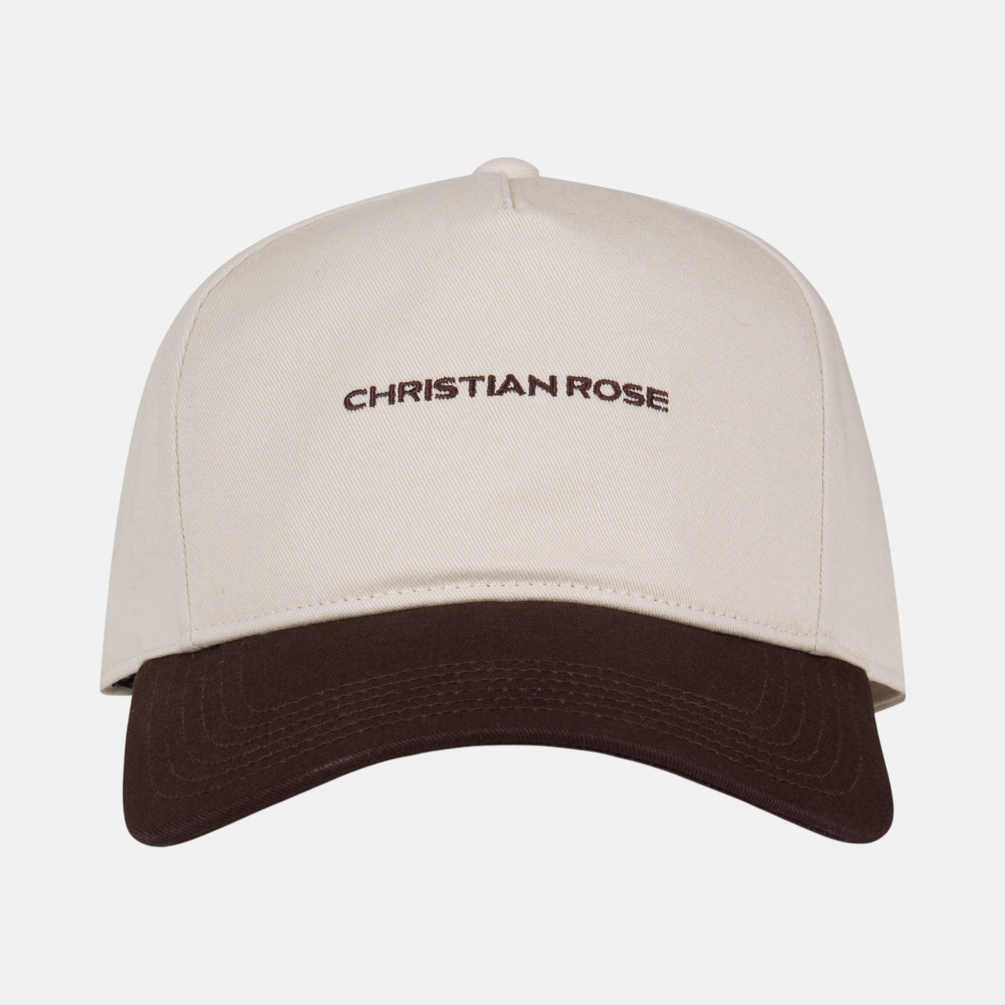 Christian Rose Contrast Unstructured Trucker Cap White Brown - CR038WBR - northern threads uk