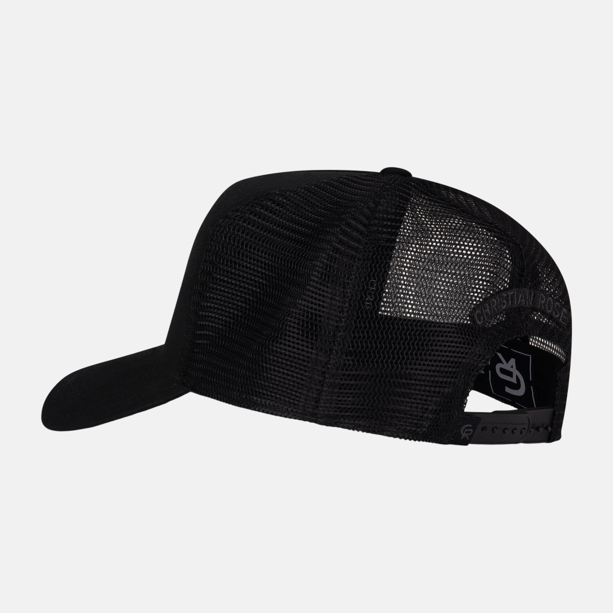 Christian Rose CR Chainstitch Trucker Cap Black - CR029BB - northern threads uk