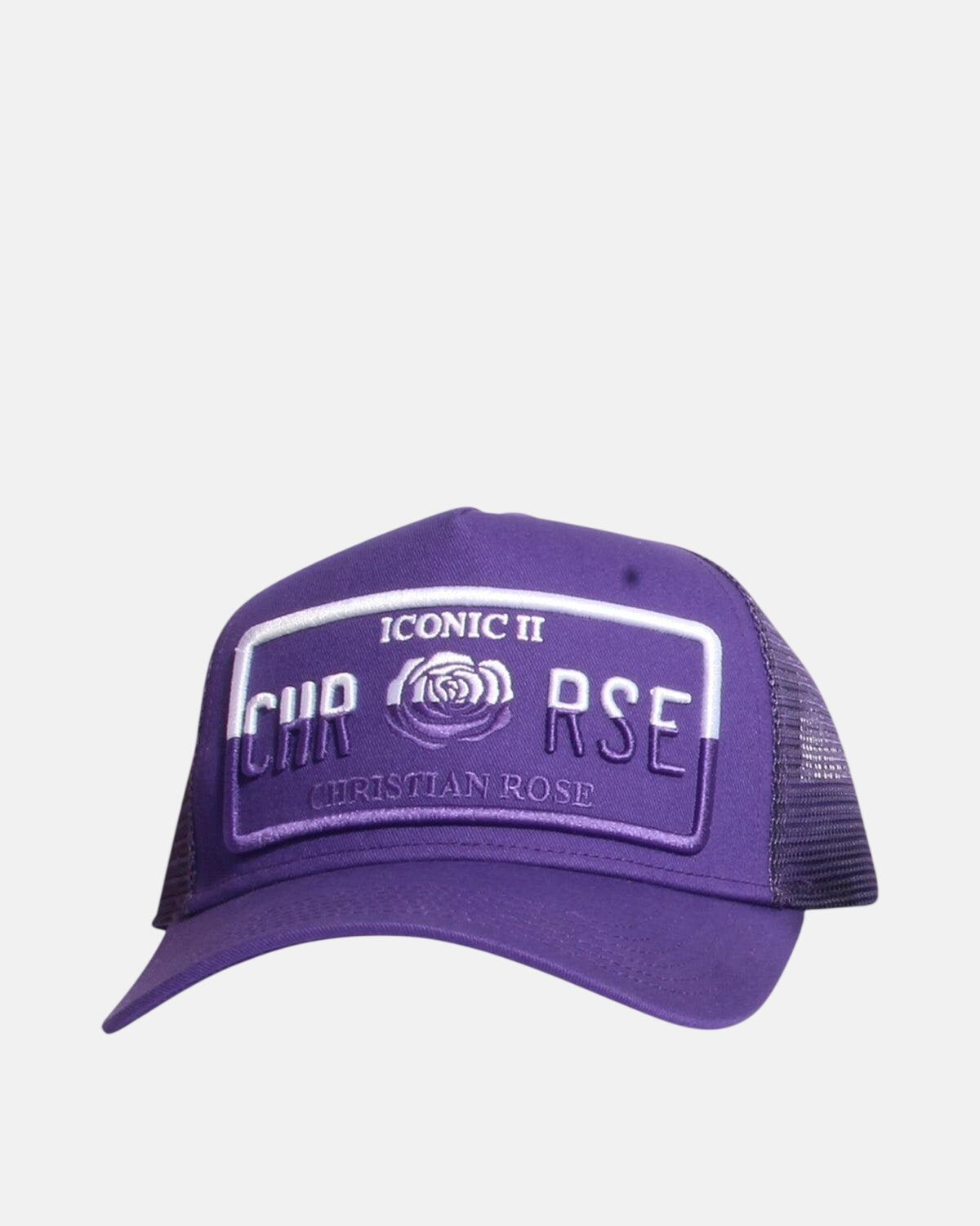 CHRISTIAN ROSE ICONIC II 50:50 TRUCKER CAP PURPLE - CHRISTIAN-ROSE-CR021-PW-OS - northern threads uk