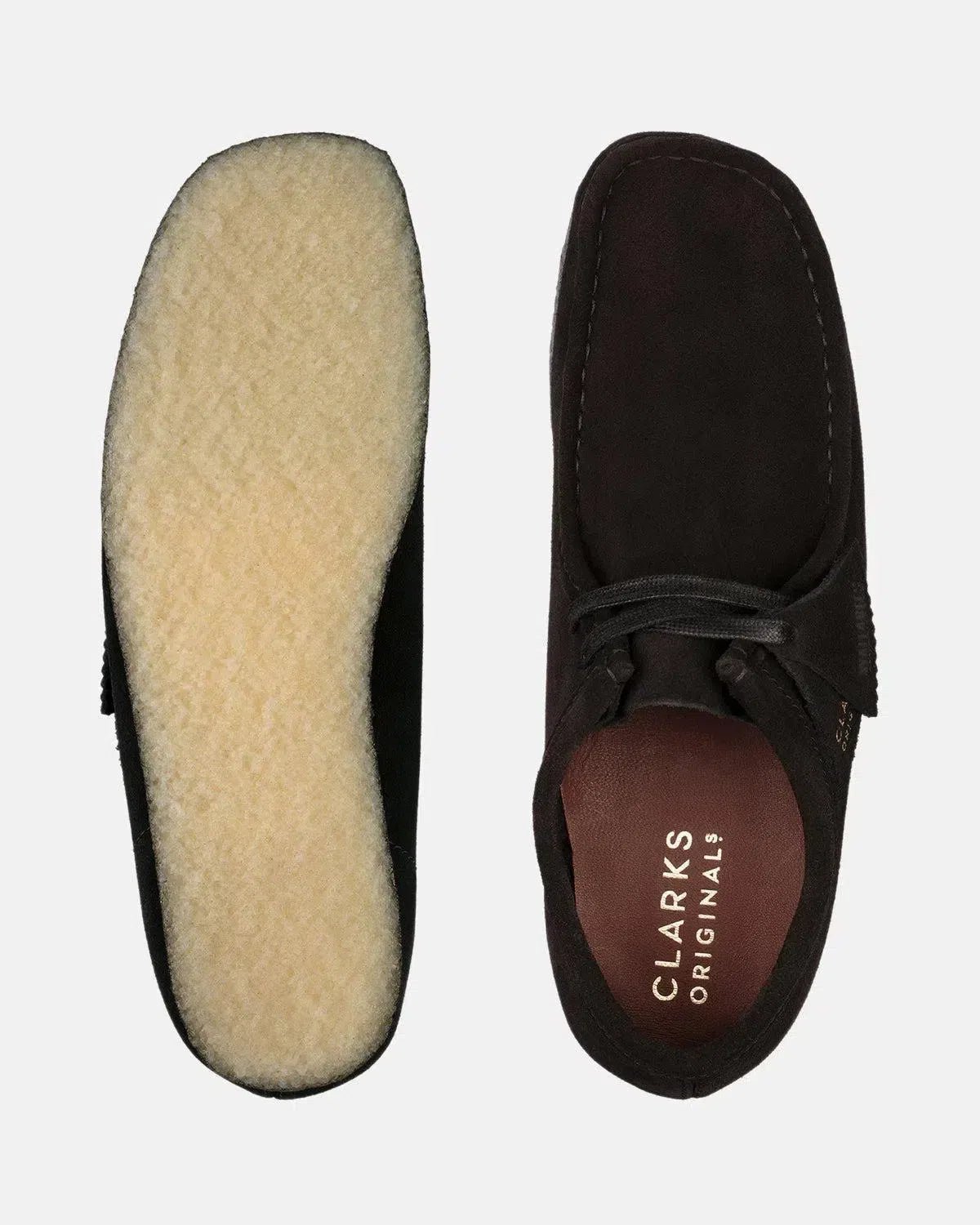 CLARKS ORIGINALS WALLABEE SHOES BLACK SUEDE - northern threads