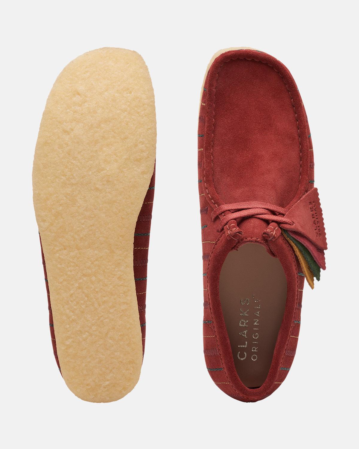 CLARKS ORIGINALS WALLABEE SHOES BURGUNDY COMBI - CLARKS-26174512-UK7 - northern threads uk