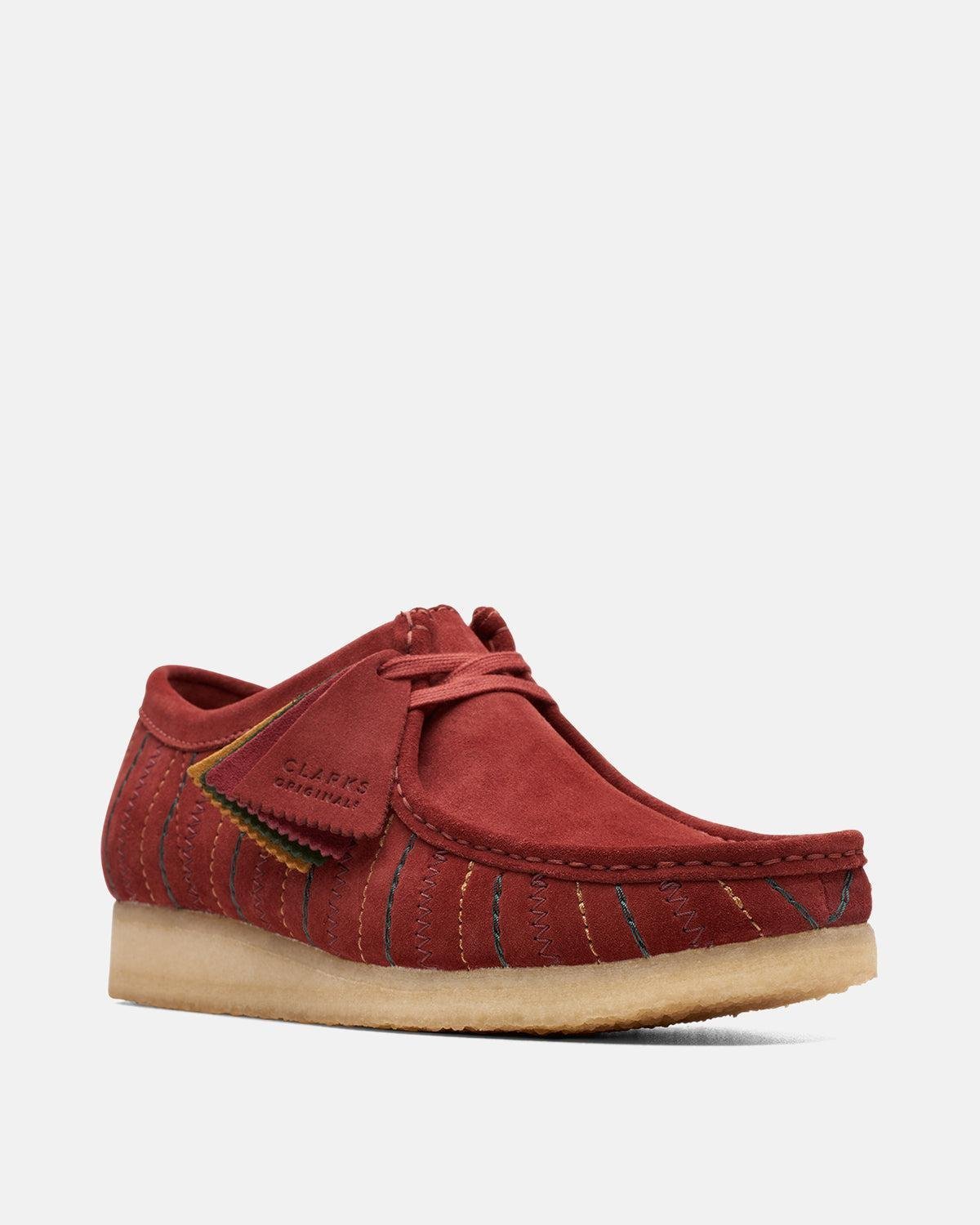 CLARKS ORIGINALS WALLABEE SHOES BURGUNDY COMBI - CLARKS-26174512-UK7 - northern threads uk