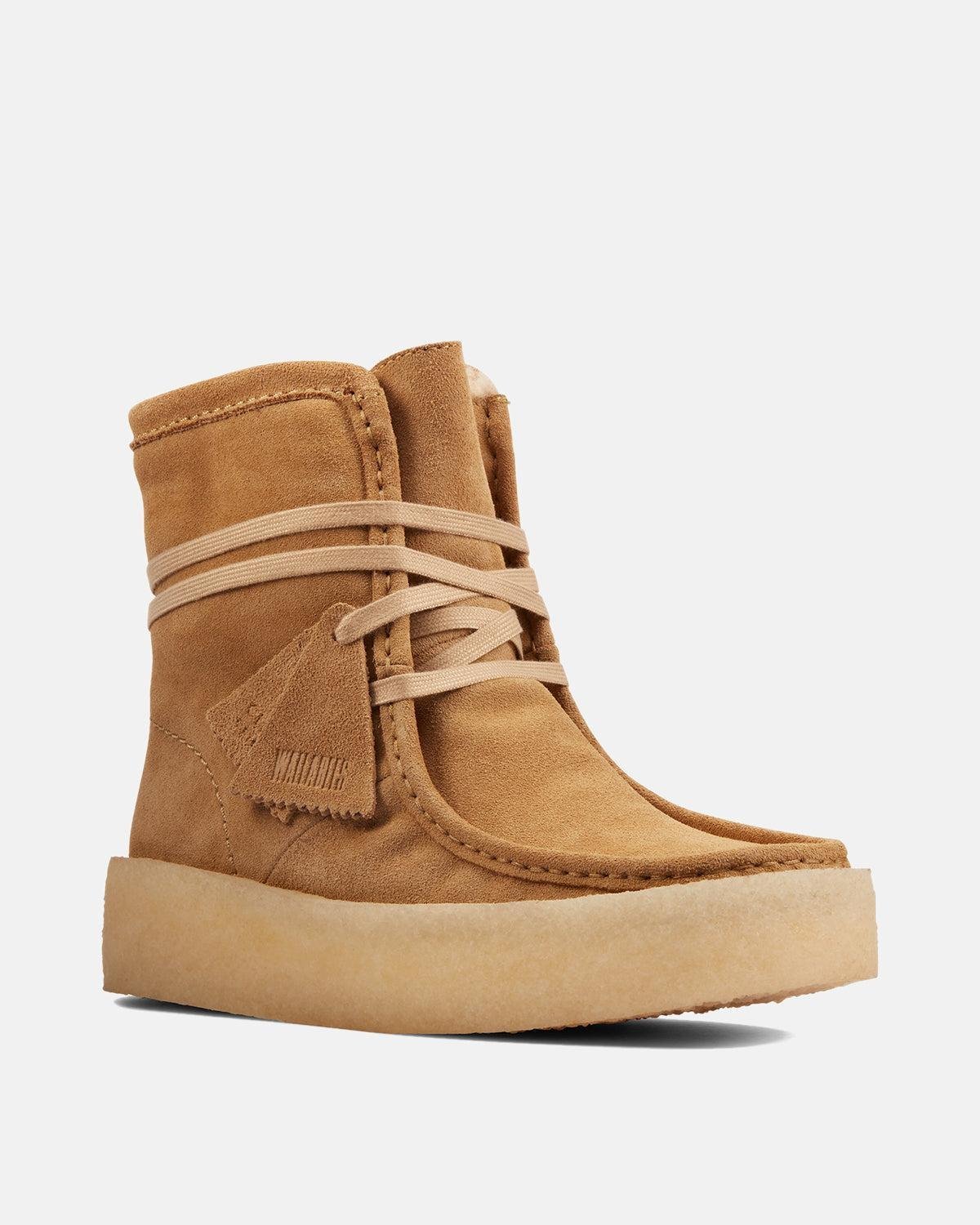 Clarks Originals Womens Wallabee Cup HI Boots Light Tan Suede | Northern Threads Designer Menswear