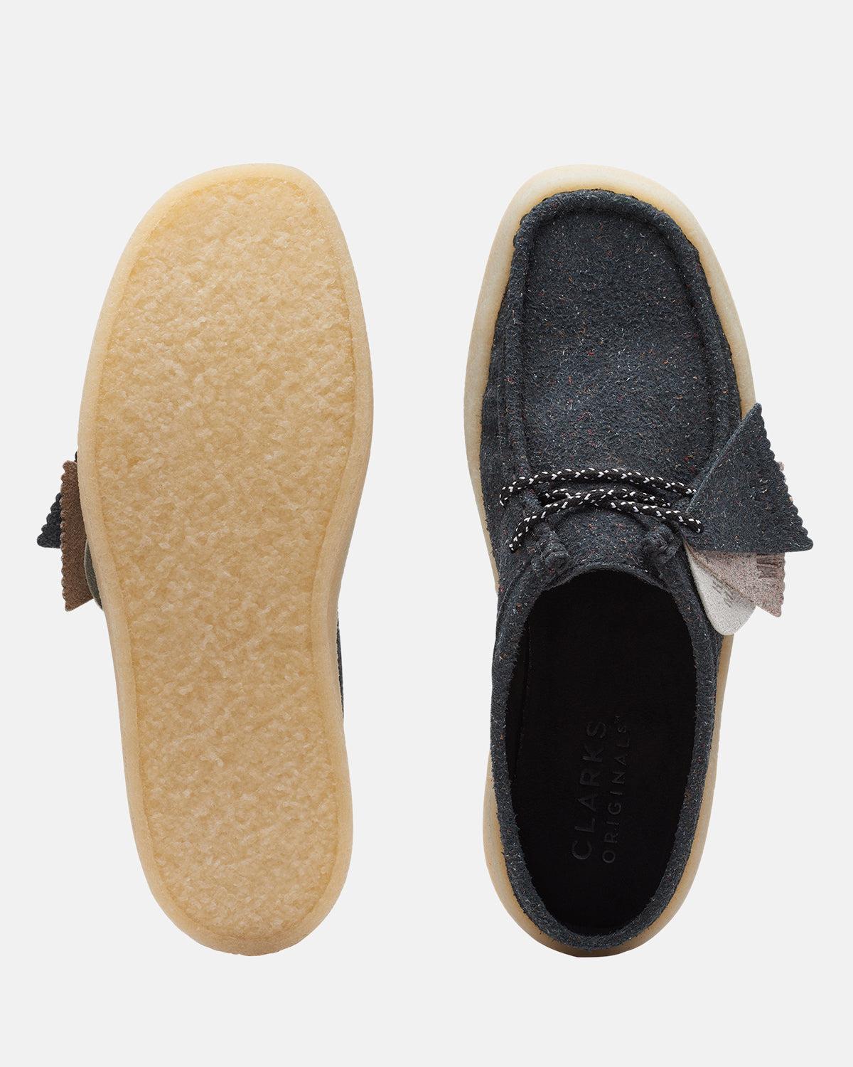 CLARKS ORIGINALS WOMENS WALLABEE CUP LO SHOES BLACK ECO SUEDE - CLARKS-26171854-UK3 - northern threads uk
