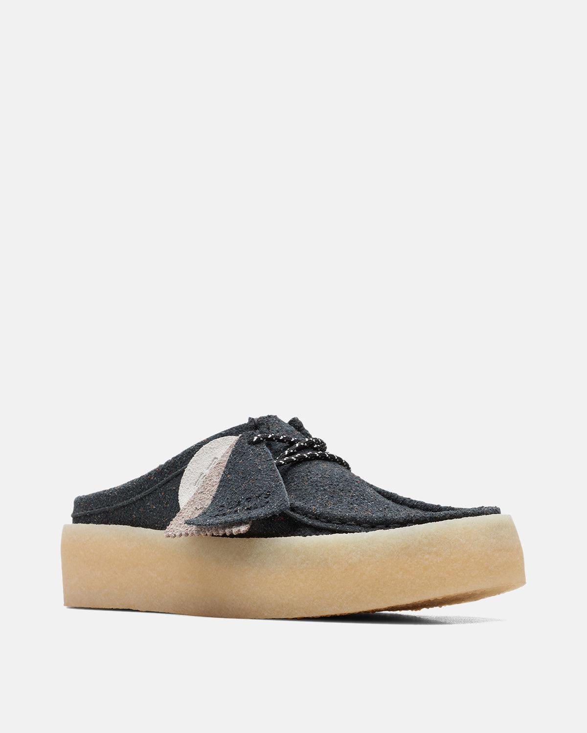 CLARKS ORIGINALS WOMENS WALLABEE CUP LO SHOES BLACK ECO SUEDE - CLARKS-26171854-UK3 - northern threads uk
